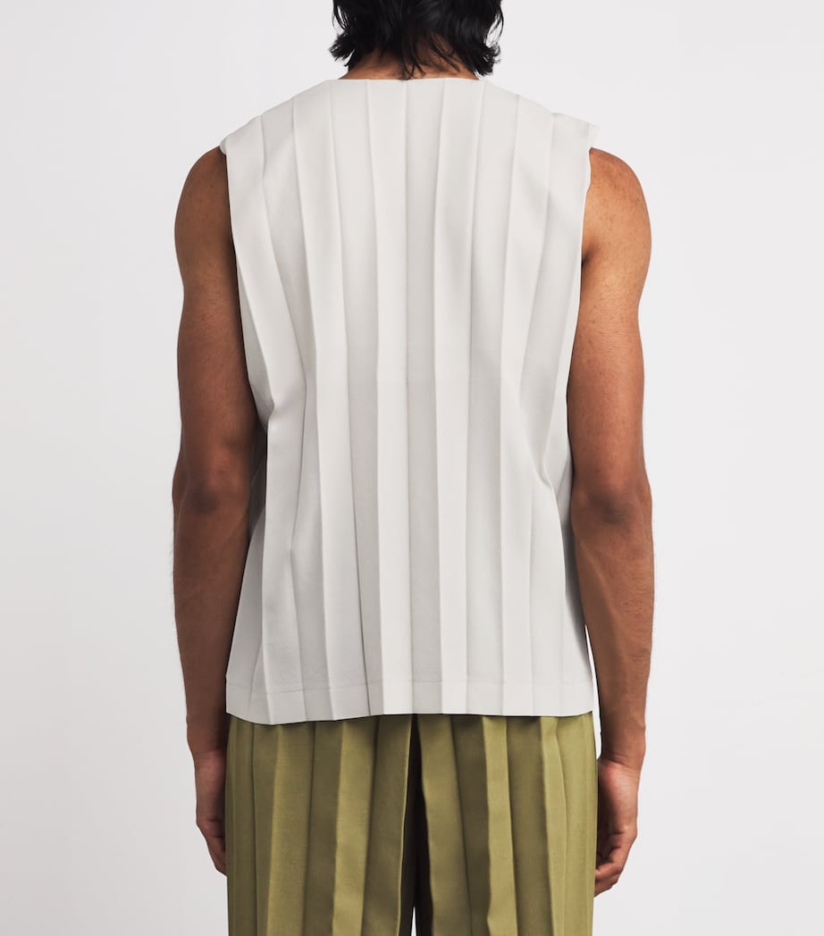 Homme Plissé Issey Miyake Mens Pleated Edge Ensemble Waistcoat Beige Image 4