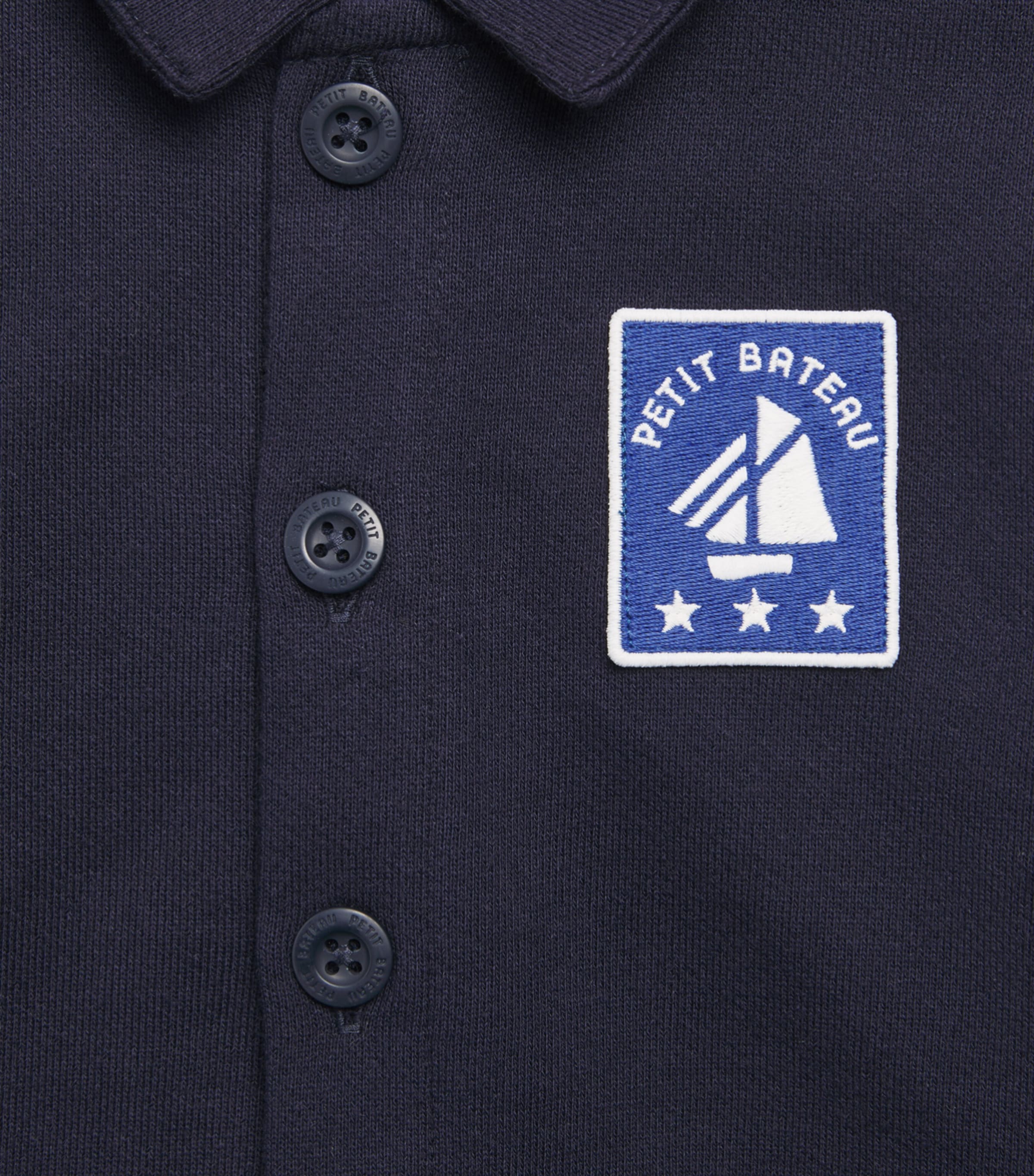Petit Bateau Cotton Logo Playsuit (0-24 Months) Soir Image 3