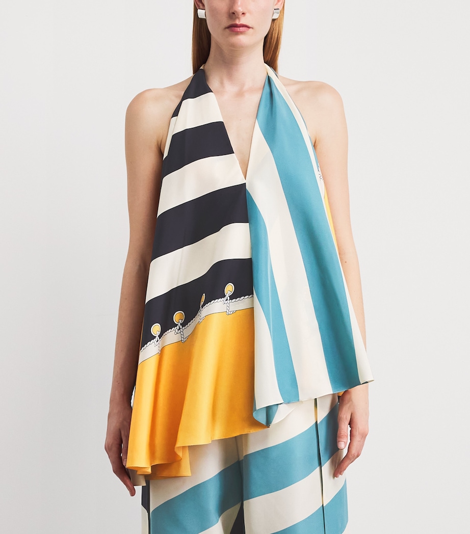 LOEWE Womens Silk Halterneck Top Orange/multicolor Image 4