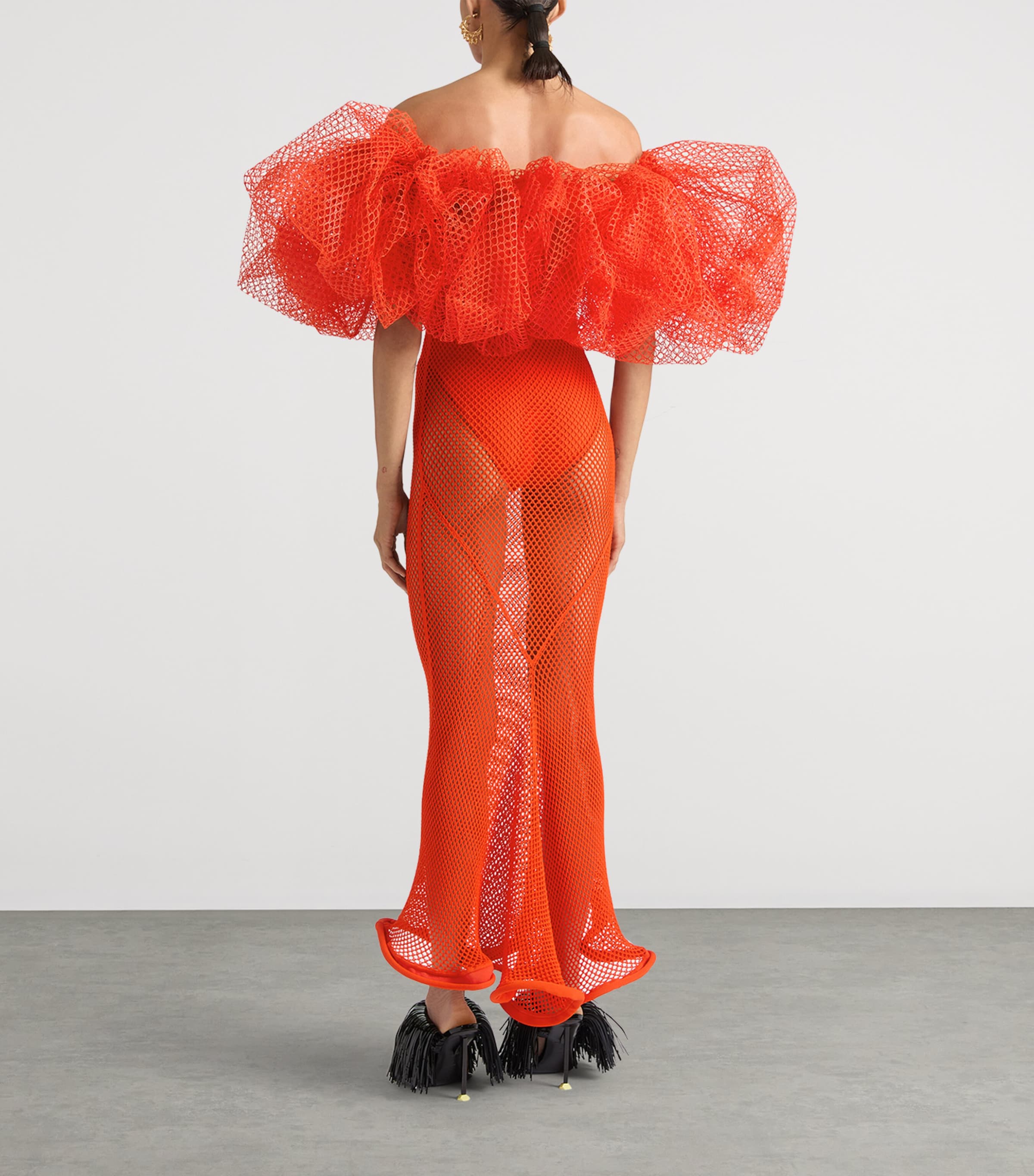 Givenchy Womens Mesh Maxi Dress Orange Image 3