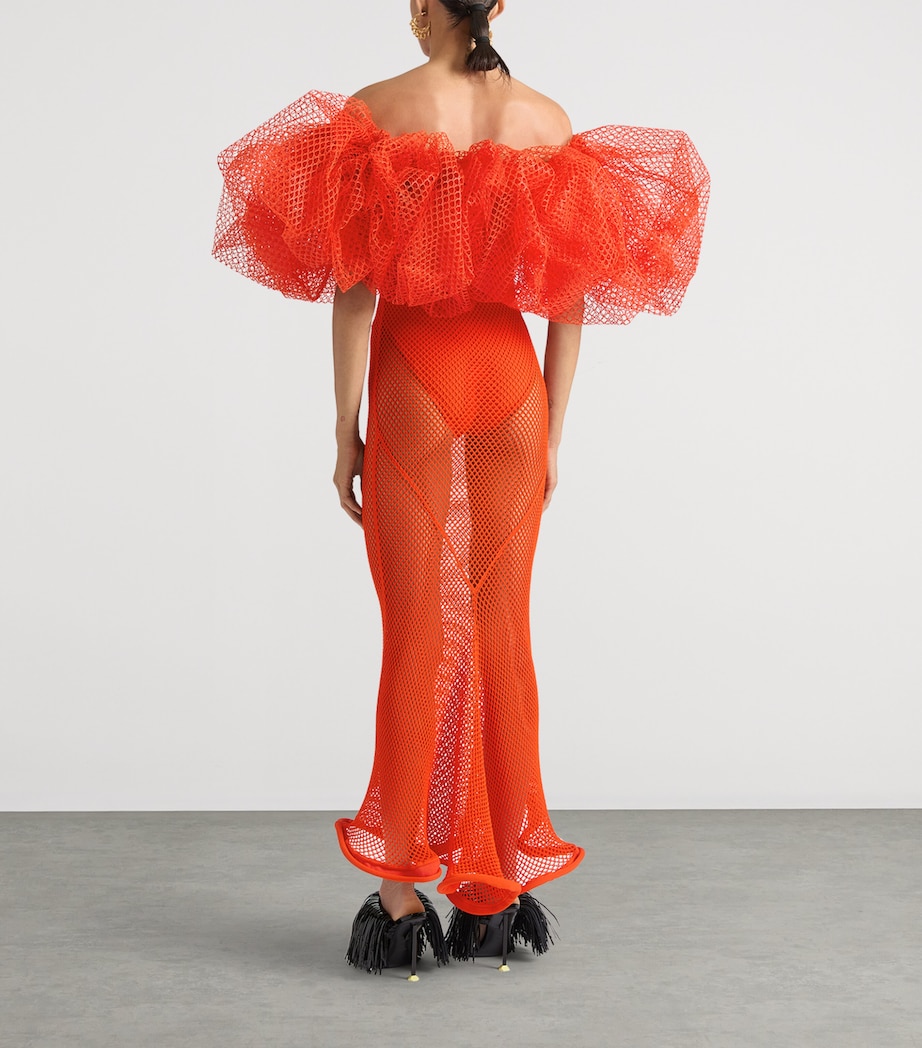 Givenchy Womens Mesh Maxi Dress Orange Image 3