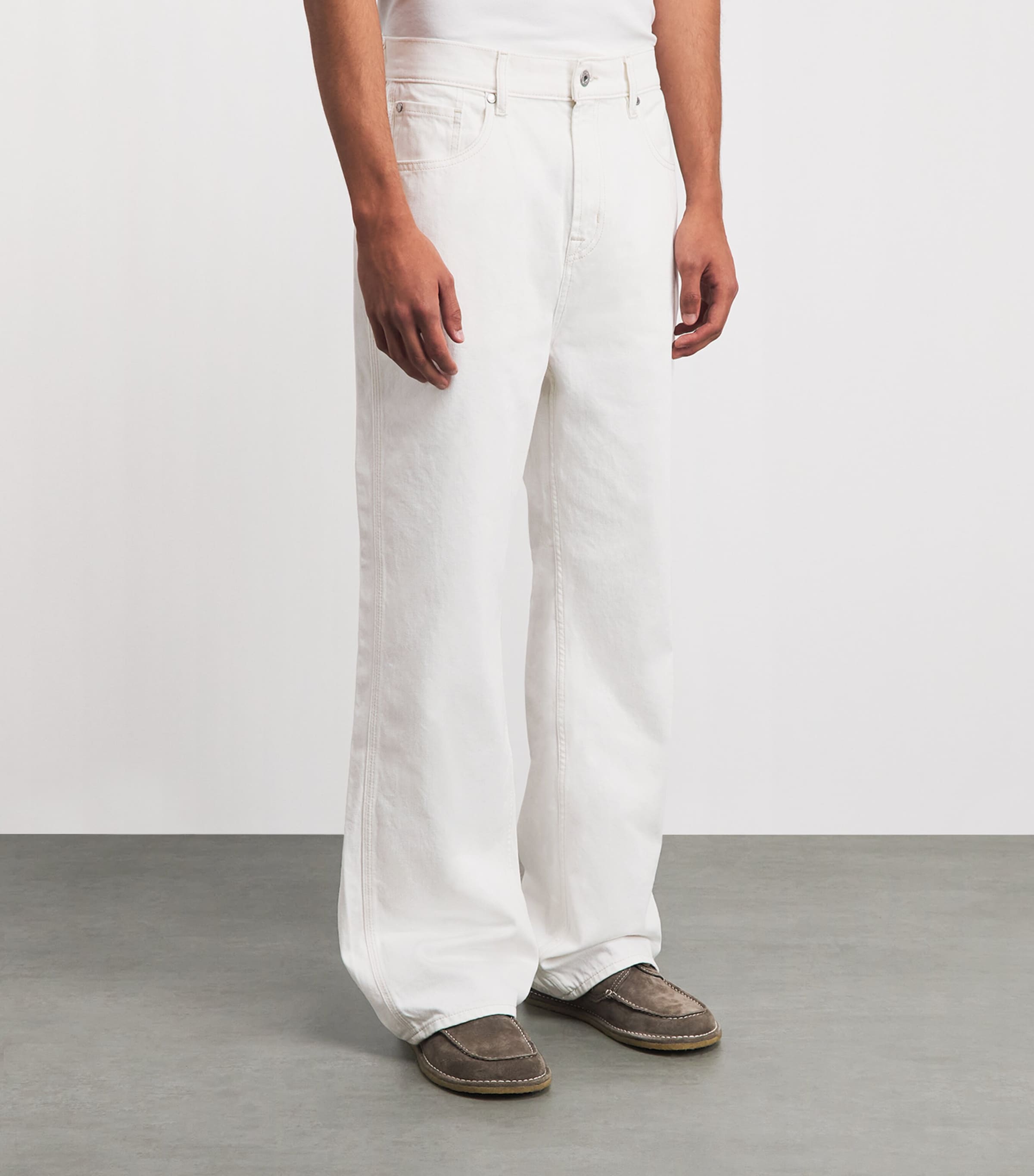 7 For All Mankind Mens Wide-Leg Jeans White Image 4