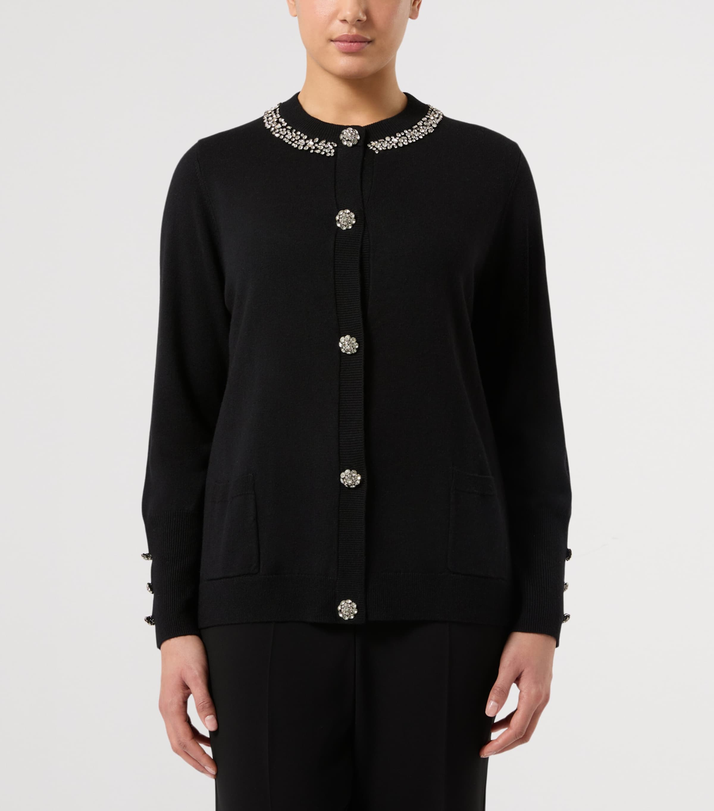 Marina Rinaldi Womens Embellished Cardigan Black Image 3