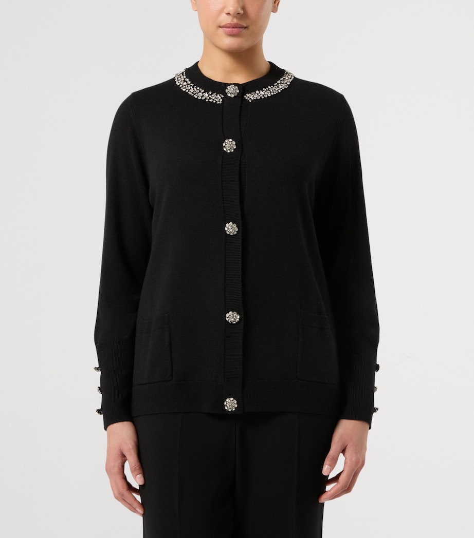 Marina Rinaldi Womens Embellished Cardigan Black Image 3
