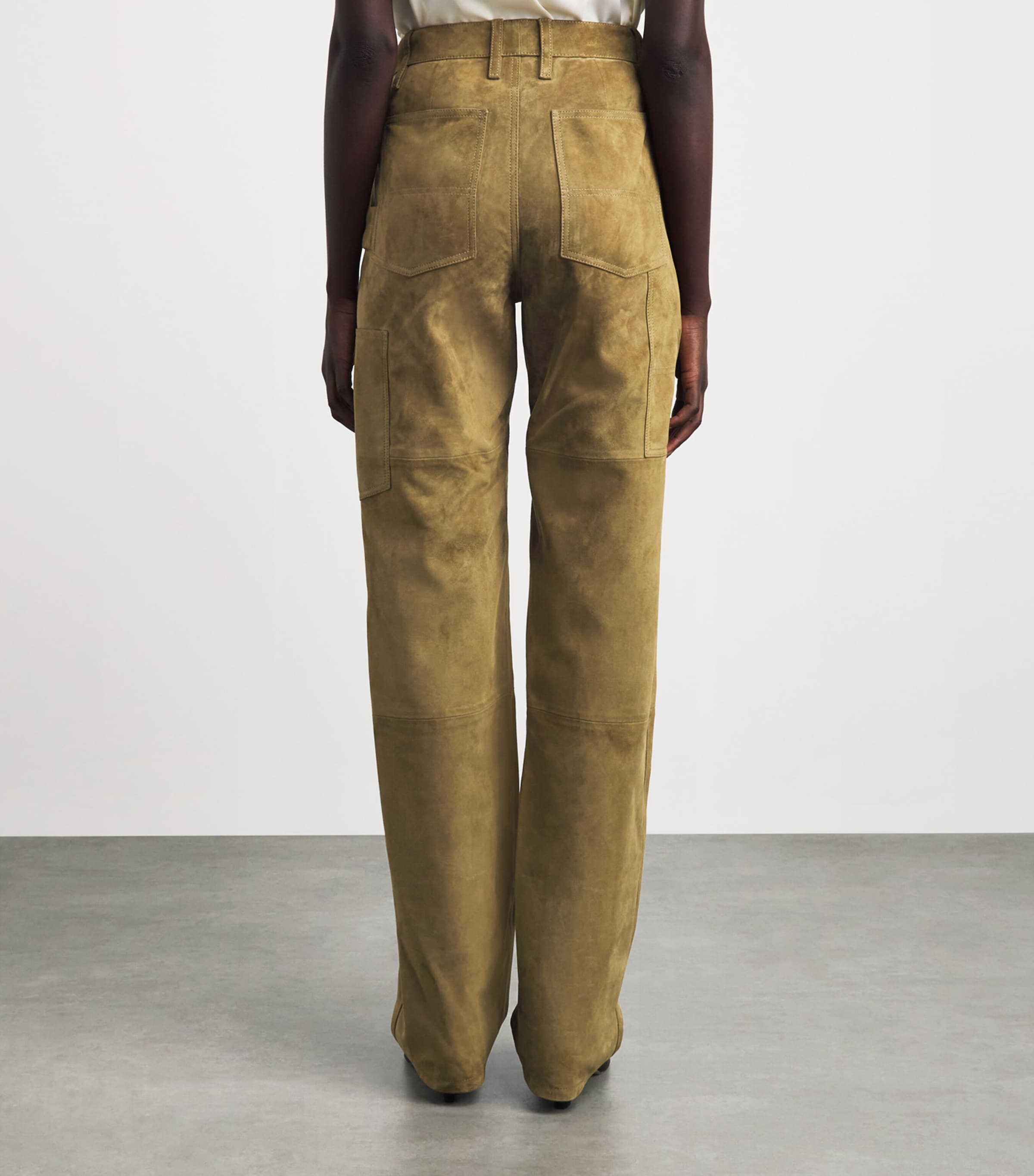 Altuzarra Womens Suede Mills Straight Trousers Breen Image 5