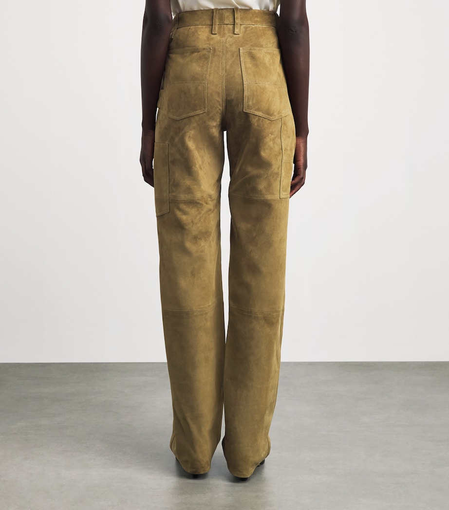 Altuzarra Womens Suede Mills Straight Trousers Breen Image 5