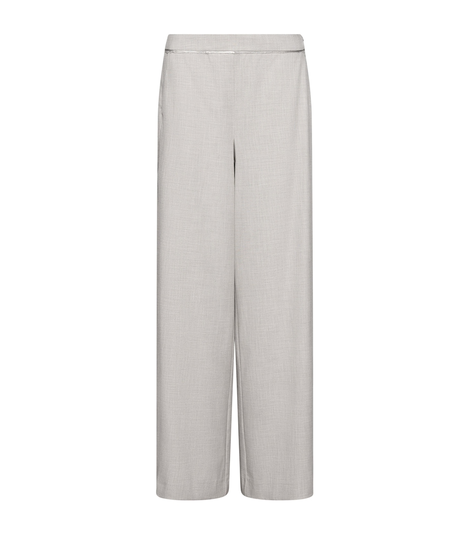 Marella Womens Satin-Trim Wide-Leg Trousers Light Grey Image 1