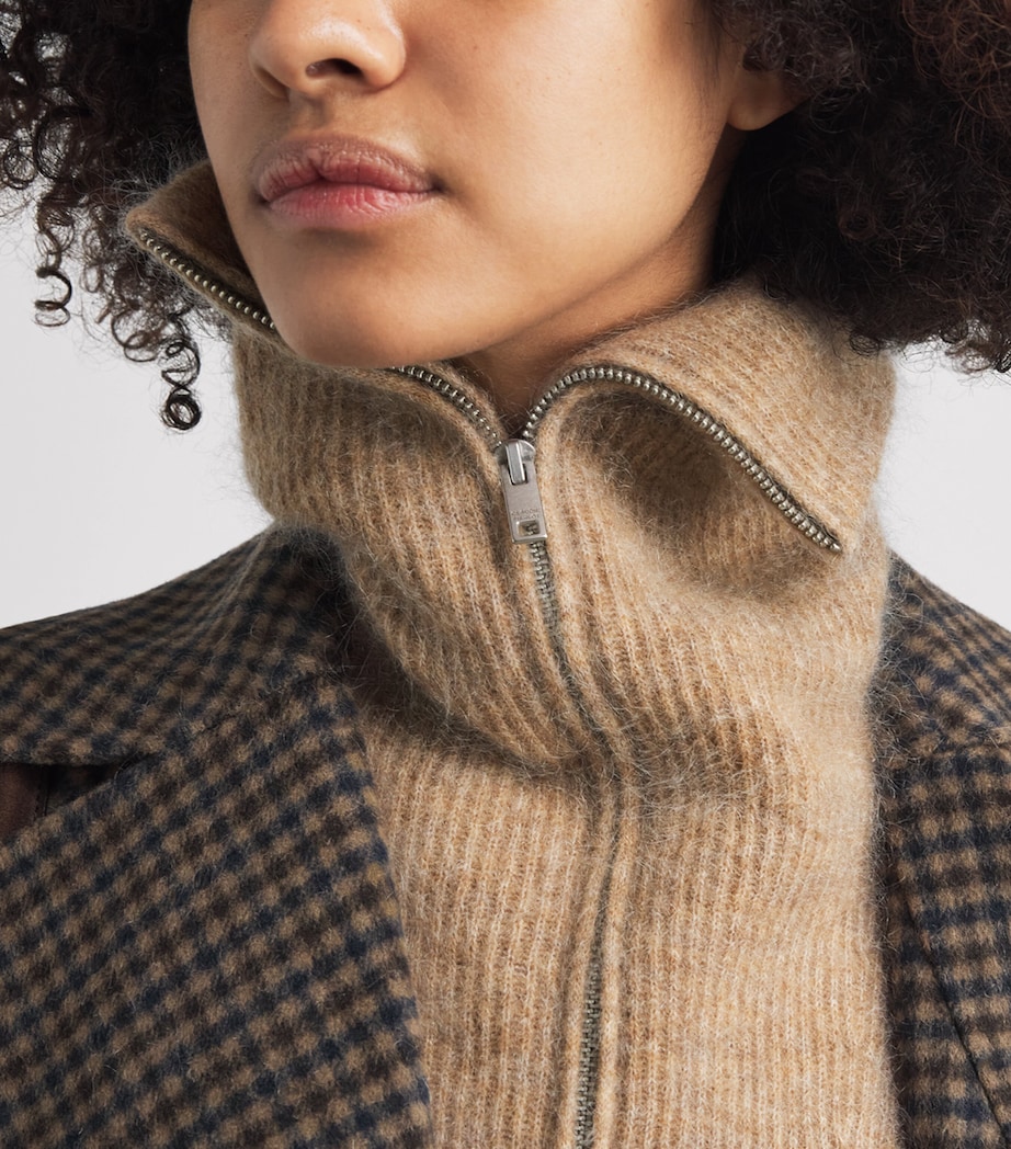 Claudie Pierlot Womens Funnel-Neck Zip Cardigan Camel Image 3