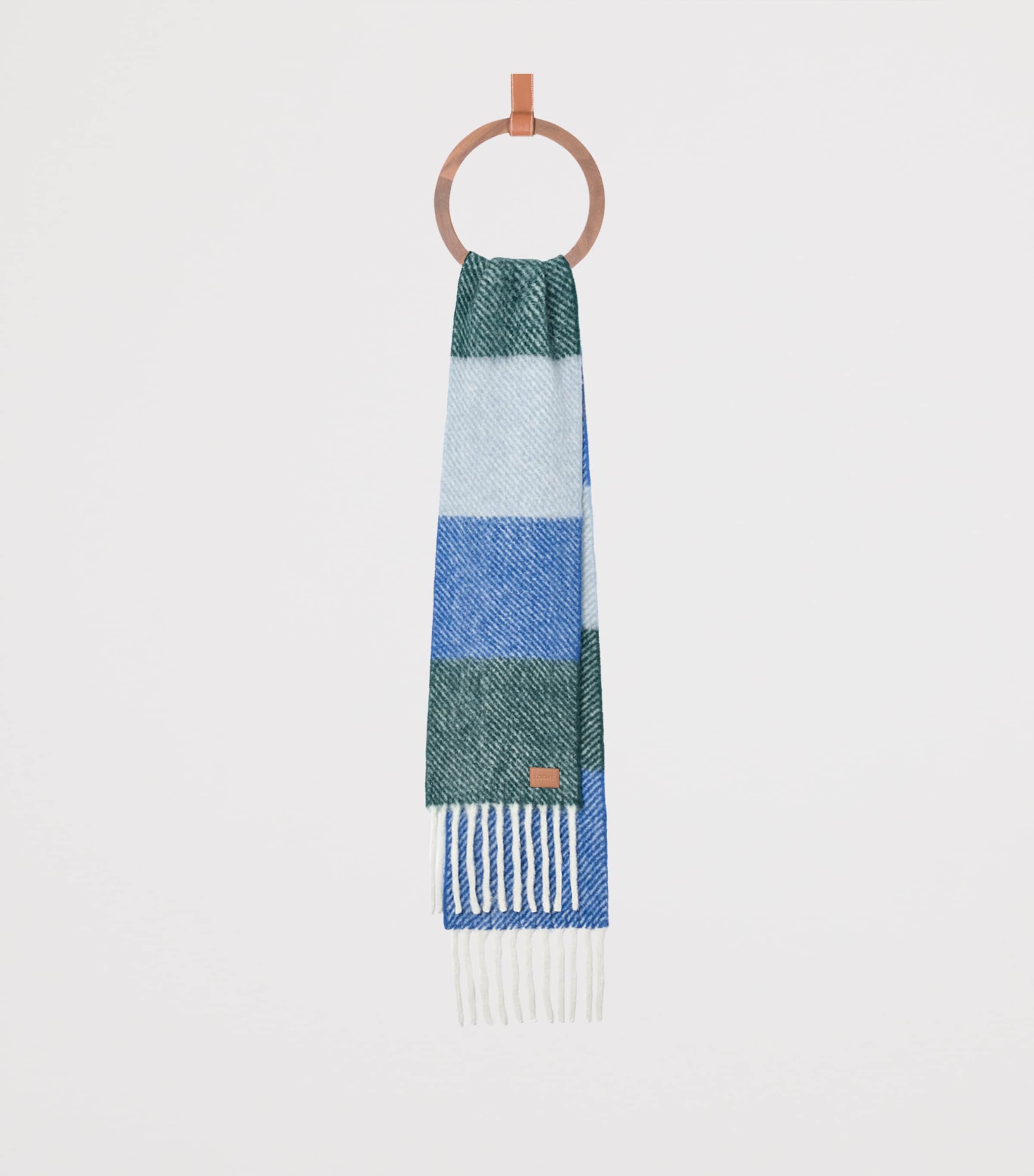 Alpaca-Wool-Blend Jacquard Stripe Scarf BLUE GREEN Image 2