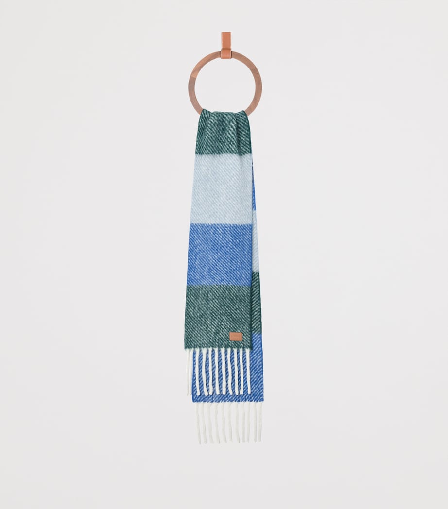 Alpaca-Wool-Blend Jacquard Stripe Scarf BLUE GREEN Image 2