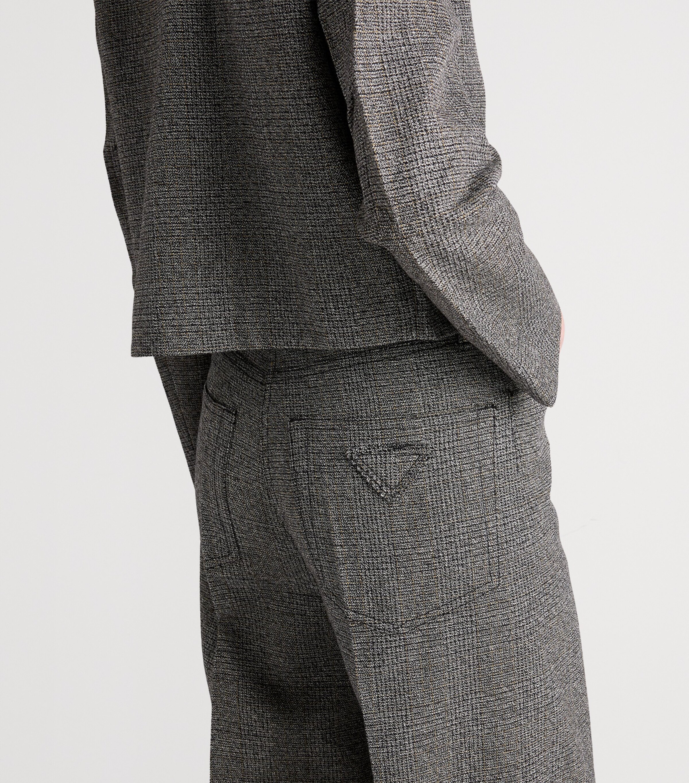 Cotton-Wool Prince of Wales Tailored Trousers F0480 Image 4