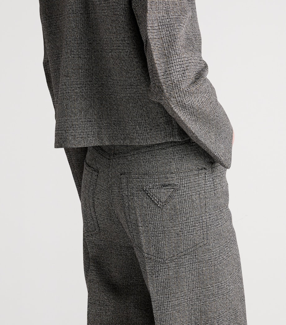 Cotton-Wool Prince of Wales Tailored Trousers F0480 Image 4