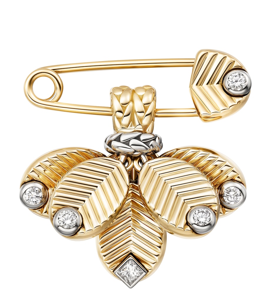 Yellow Gold, White Gold and Diamond Grain de Café Brooch MIXED GOLD Image 1