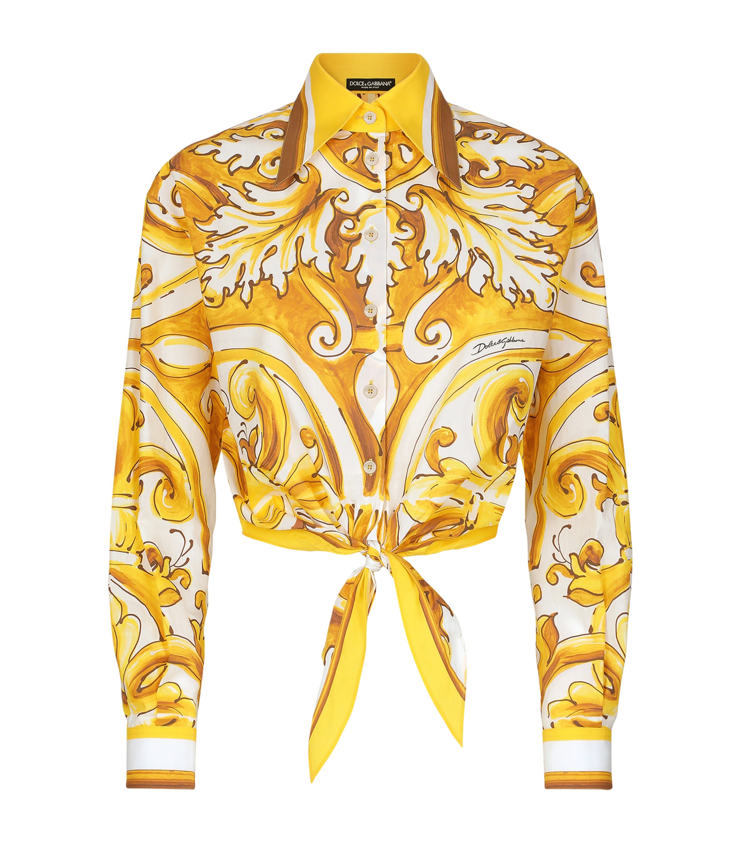 Shop Dolce & Gabbana Majolica-print Tie-front Shirt