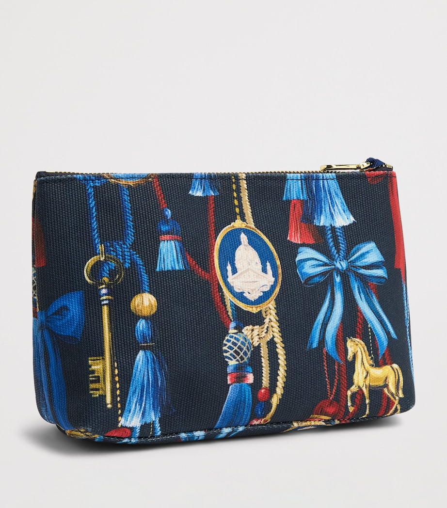 Harrods Small Canvas Tassel Wash Bag Navy Image 2