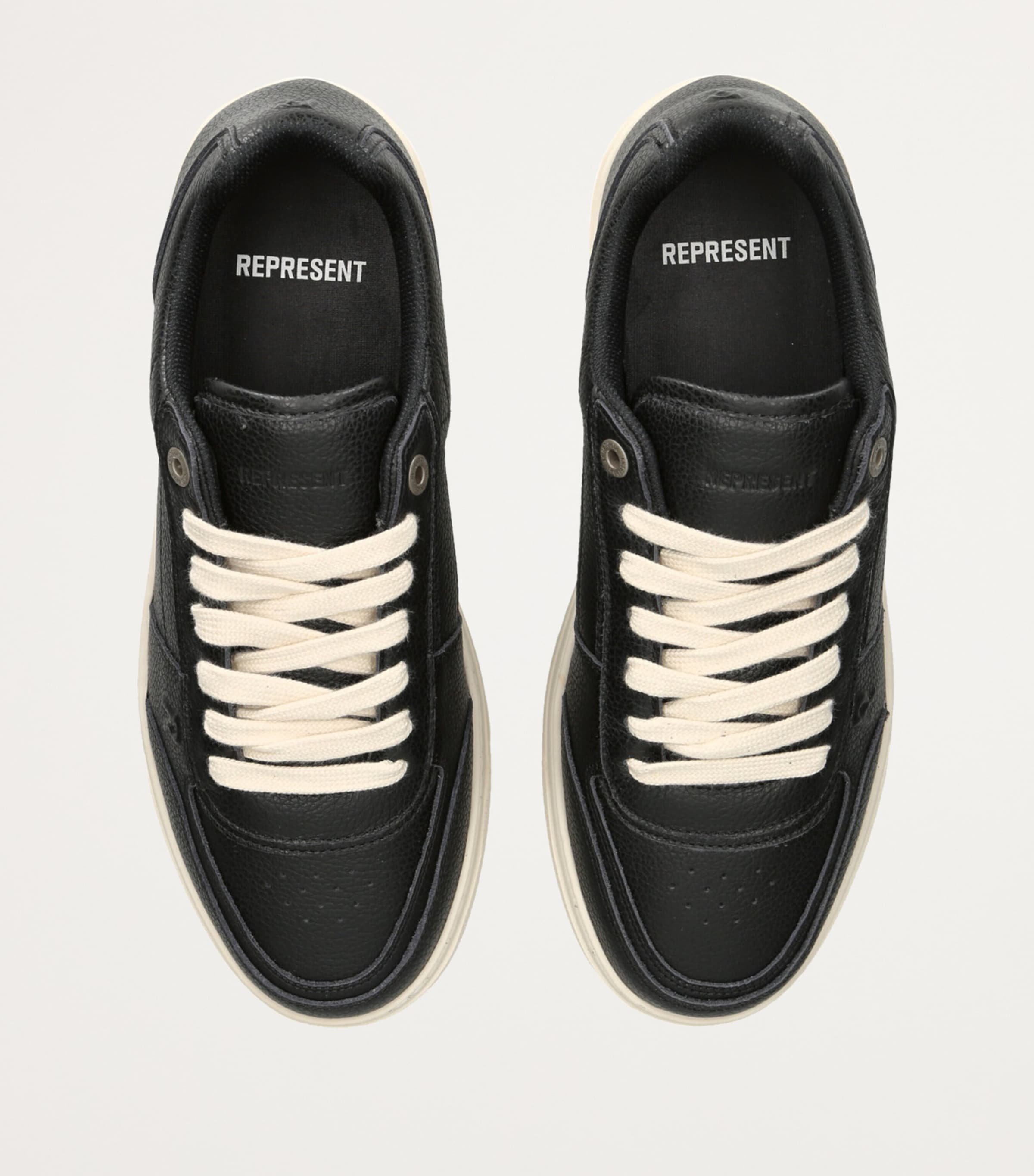 Tumbled Leather Initial Sneakers BLACK Image 4