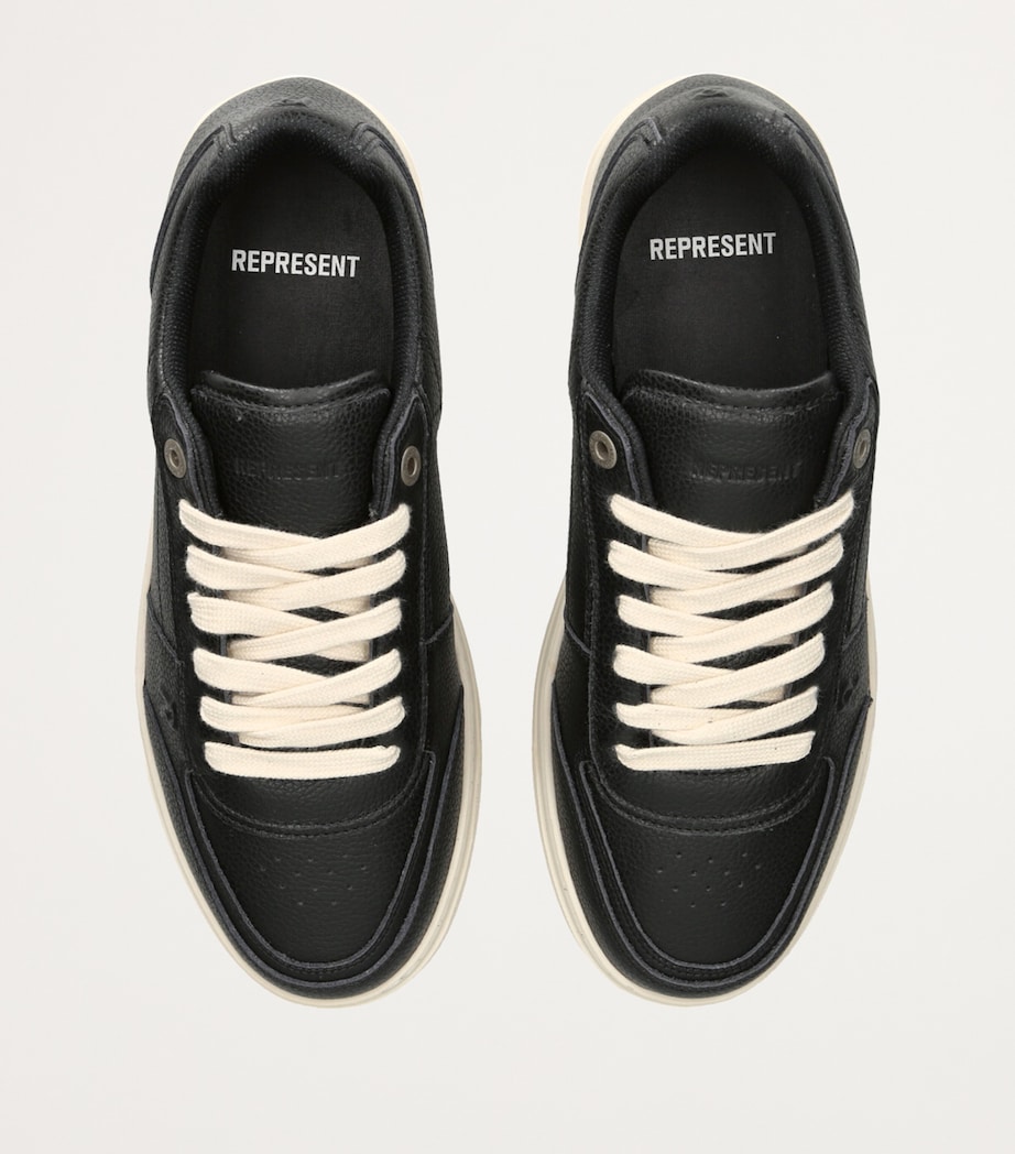 Tumbled Leather Initial Sneakers BLACK Image 4