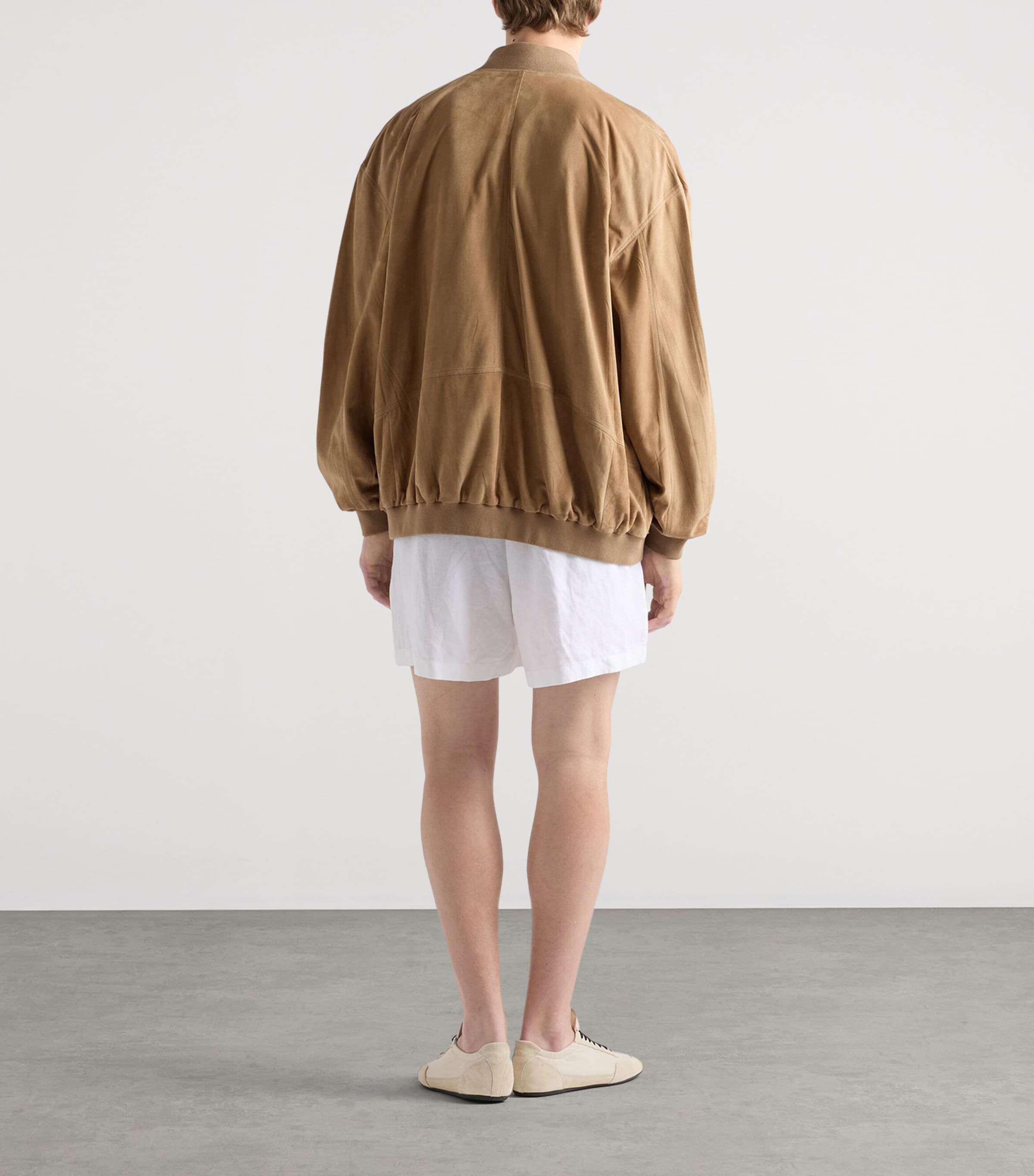Prada Mens Suede Bomber Jacket Neutral Image 5
