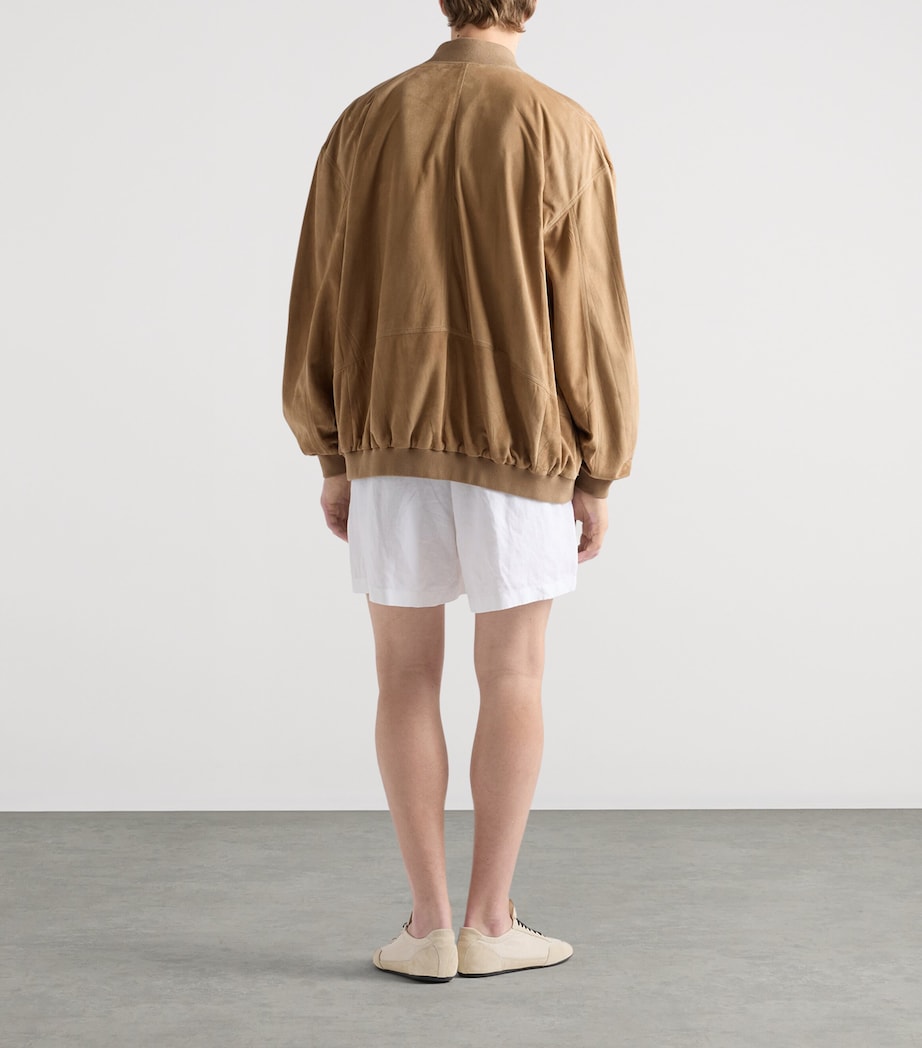 Prada Mens Suede Bomber Jacket Neutral Image 5