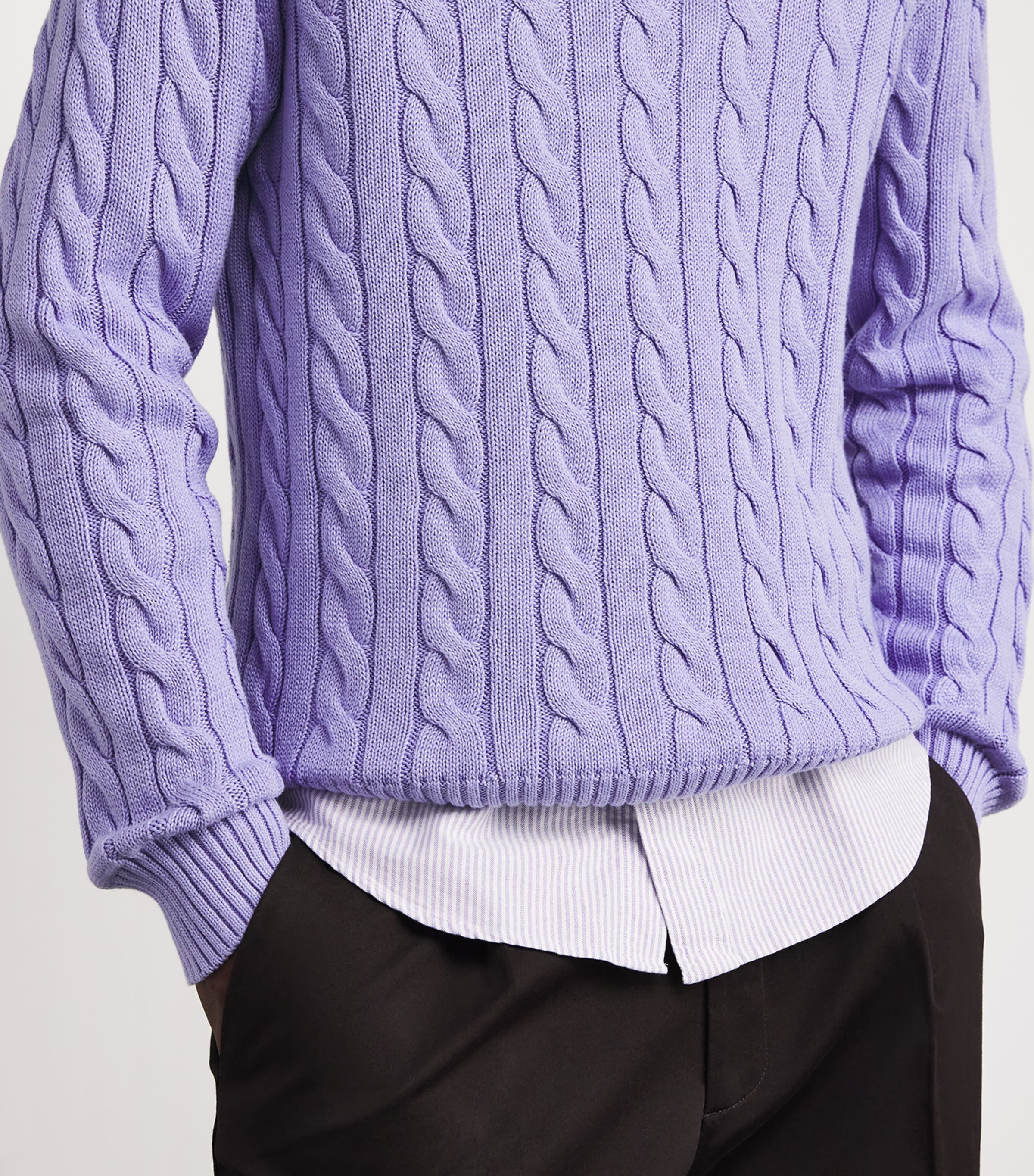 Cotton Cable-Knit Sweater SKY LAVENDAR Image 6