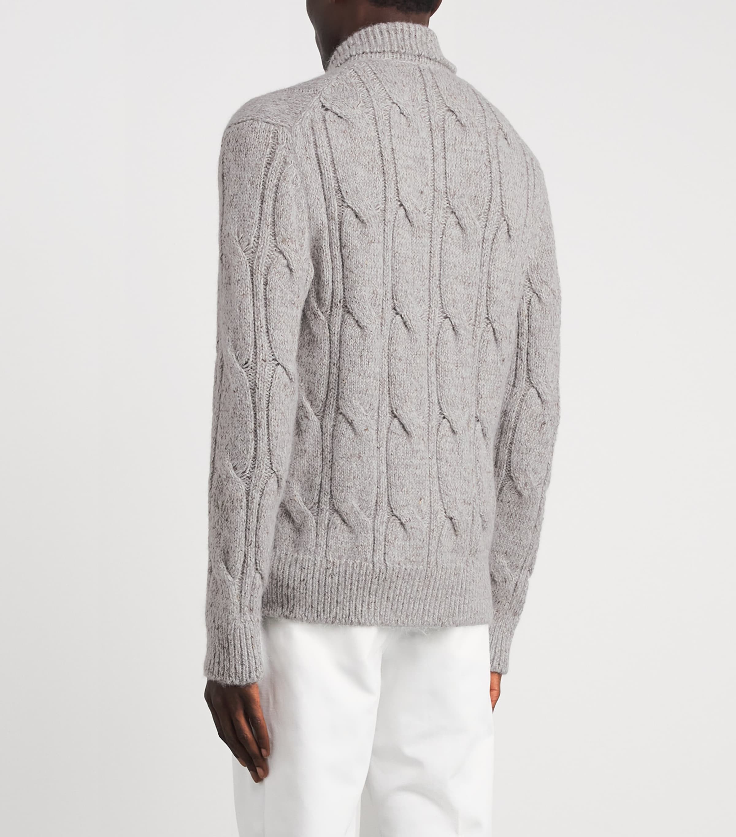 Eleventy Mens Wool-Blend Zip-Up Cardigan Grigio Chiaro Melang Image 5