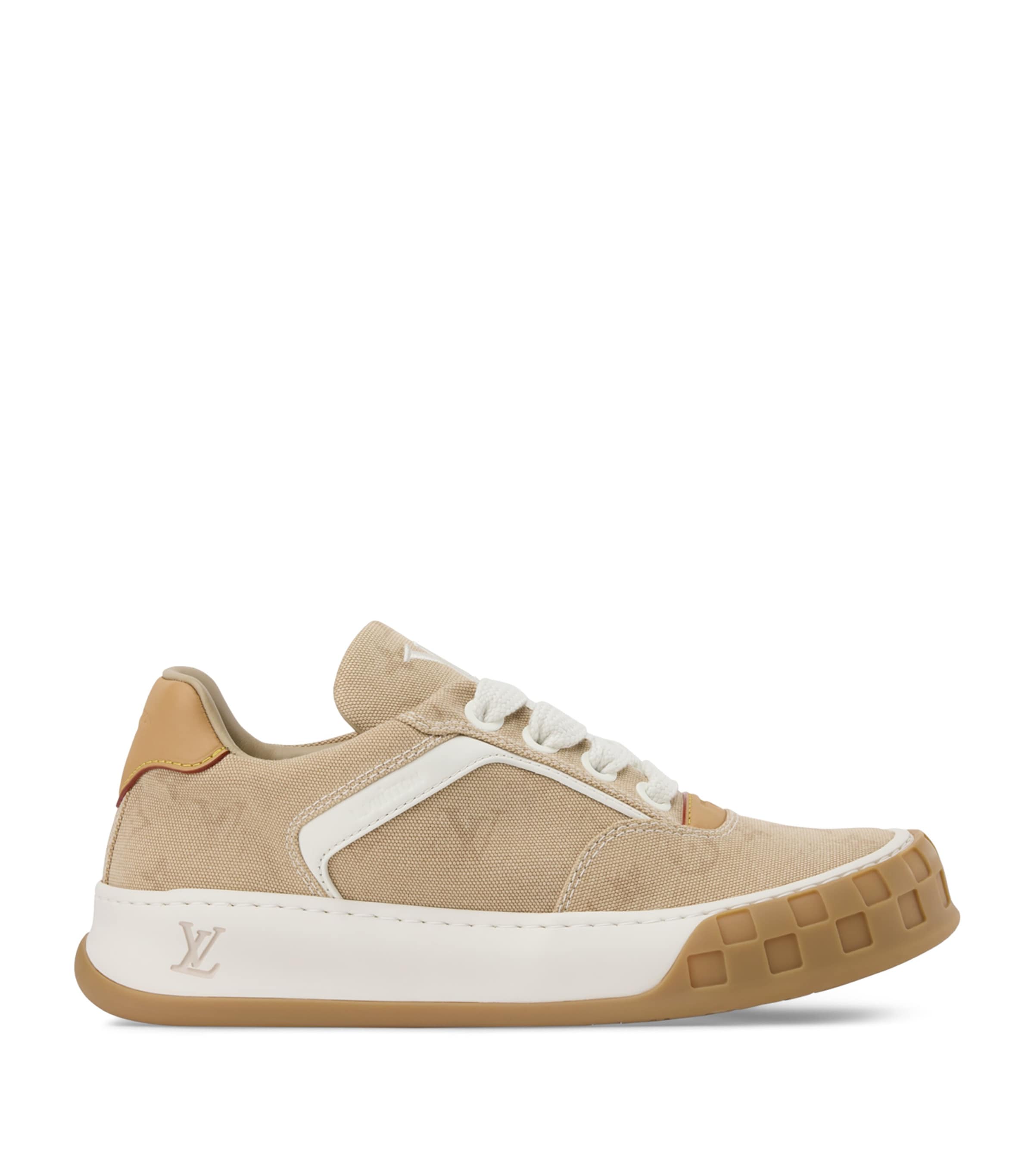 LOUIS VUITTON Suede Tilted Sneakers Beige Monogram Image 1