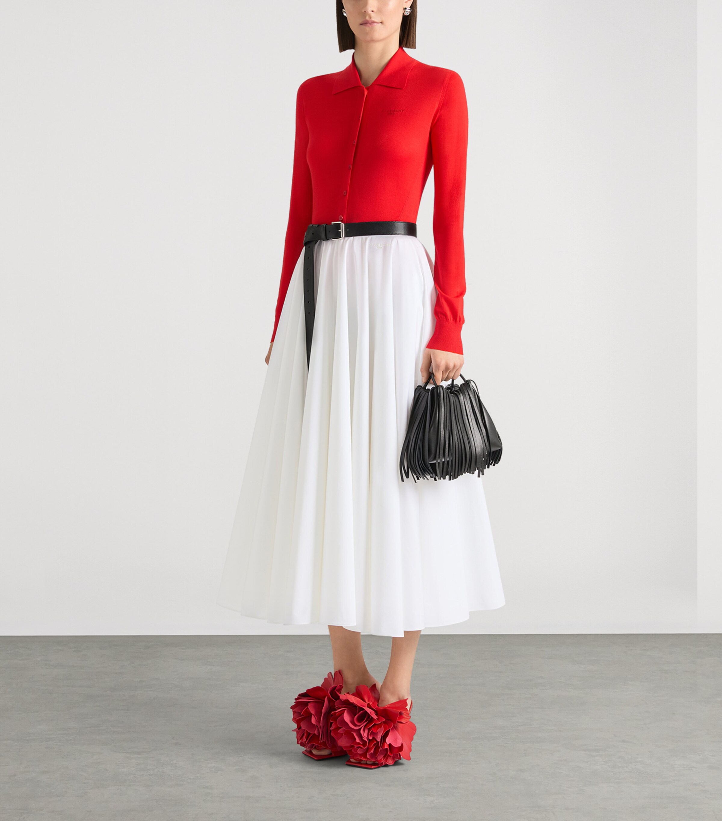 Givenchy Womens Cotton Poplin Midi Skirt White Image 2