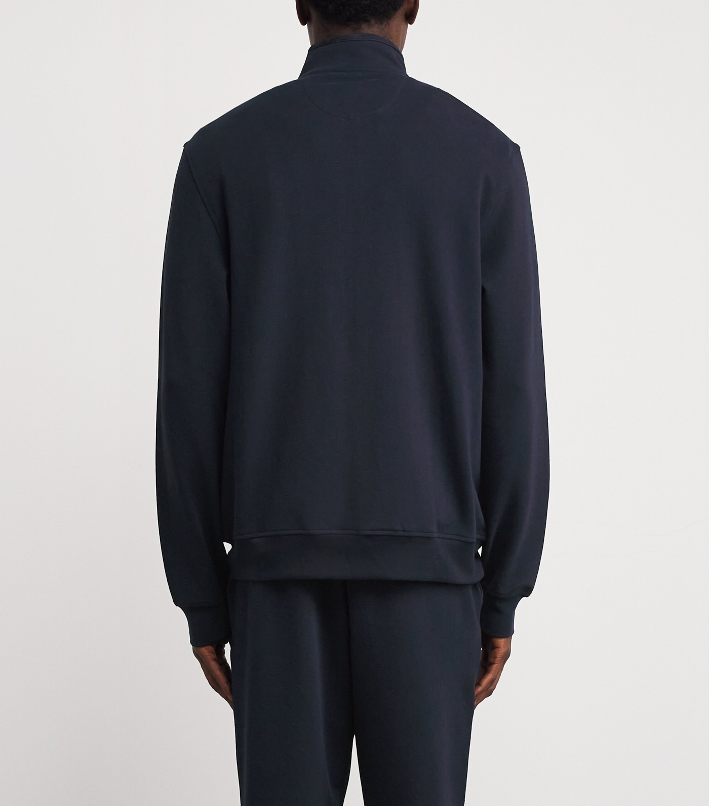 Pal Zileri Mens Jersey Zipped Sweatshirt Blue Navy Image 4
