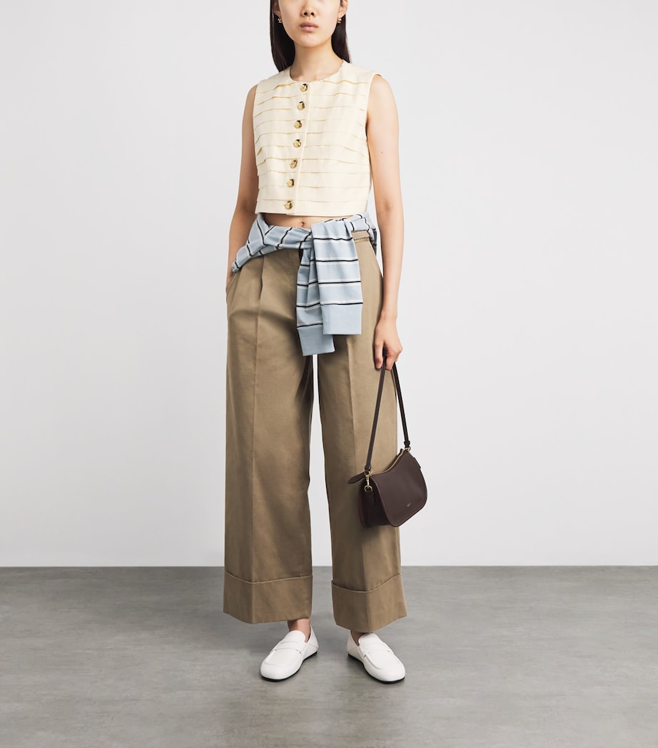 Sandro Paris Womens Cotton-Blend Sleeveless Crop Top Vanilla Image 2