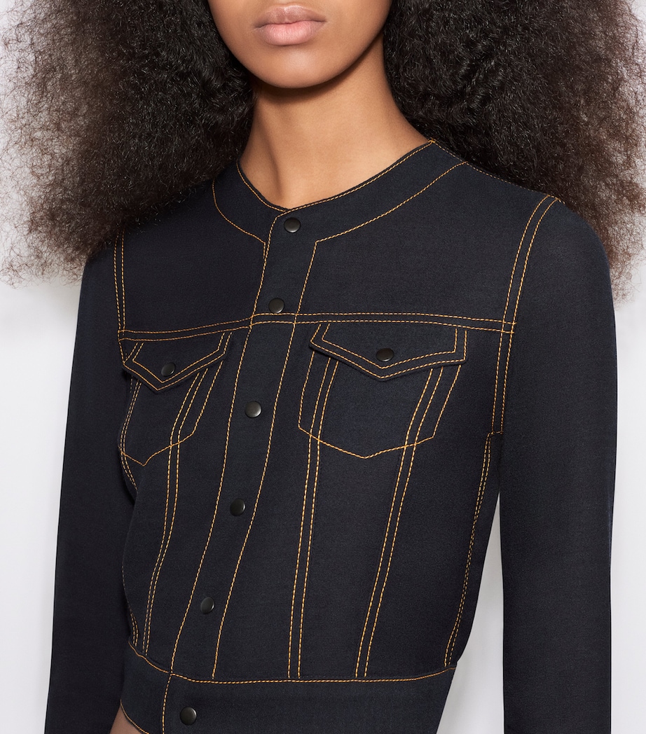 Wool-Blend Cropped Jacket MARINE FONCE Image 5