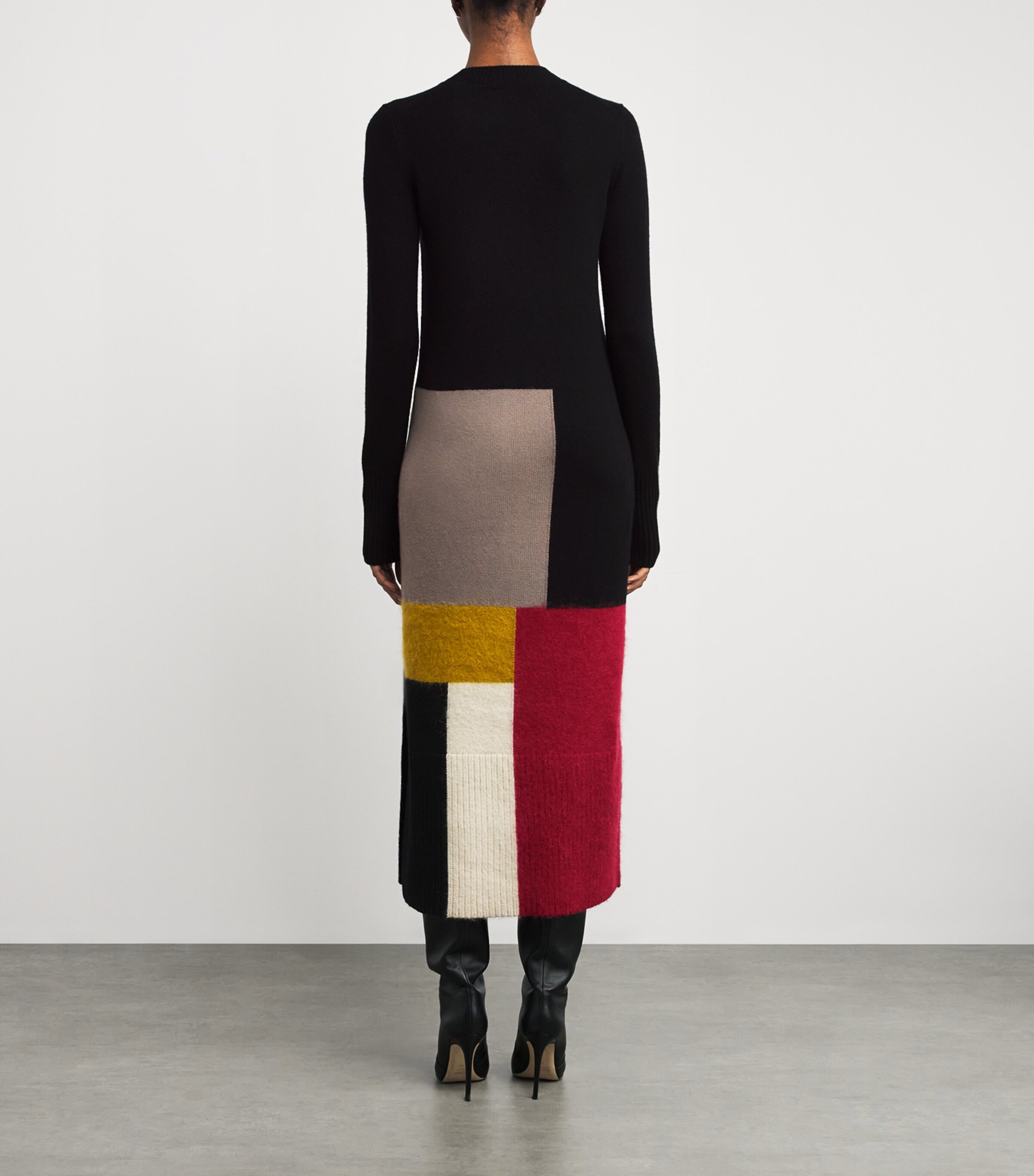 Merino Wool-Blend Overlay Midi Dress SMOKE COMBO Image 4