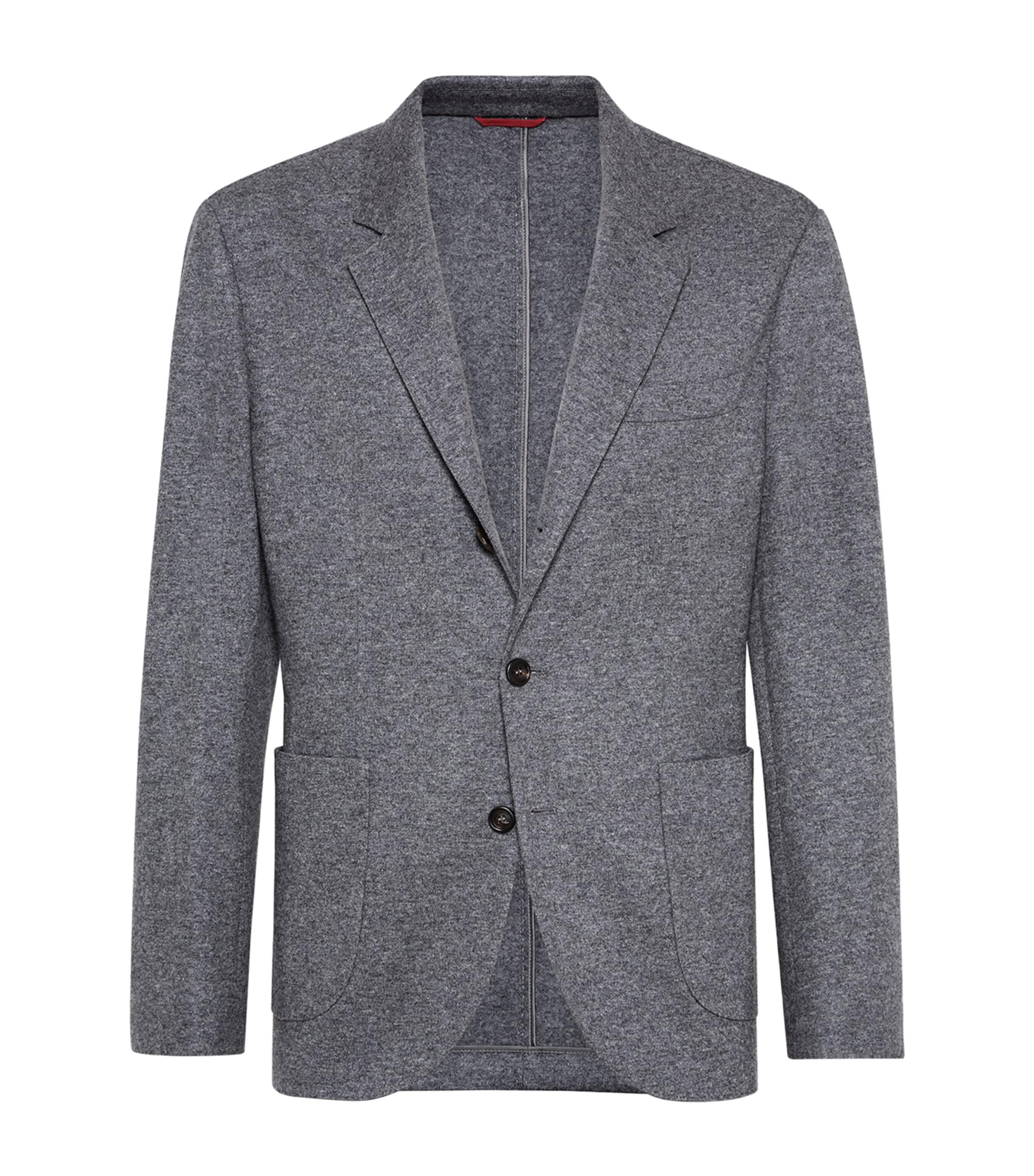 Brunello Cucinelli Cashmere Jersey Blazer In Gray