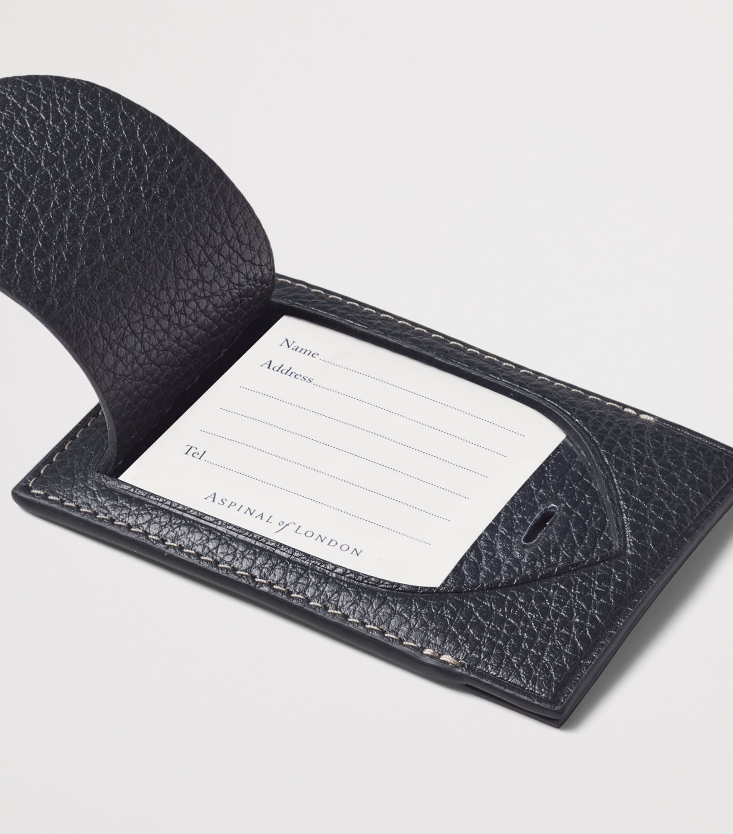 Aspinal Of London Leather Luggage Tag Navy Image 3