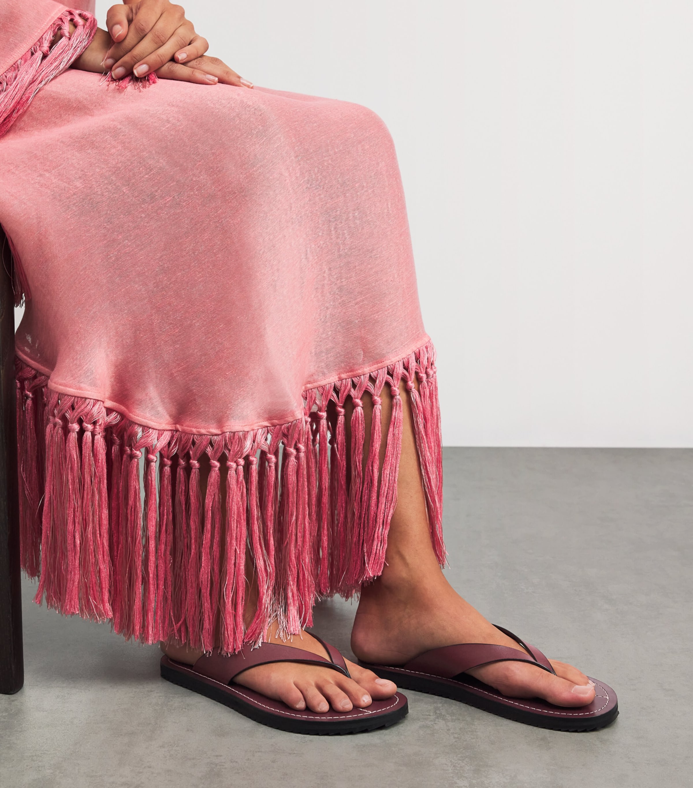 Suede Flora Flip Flops MERLOT Image 2