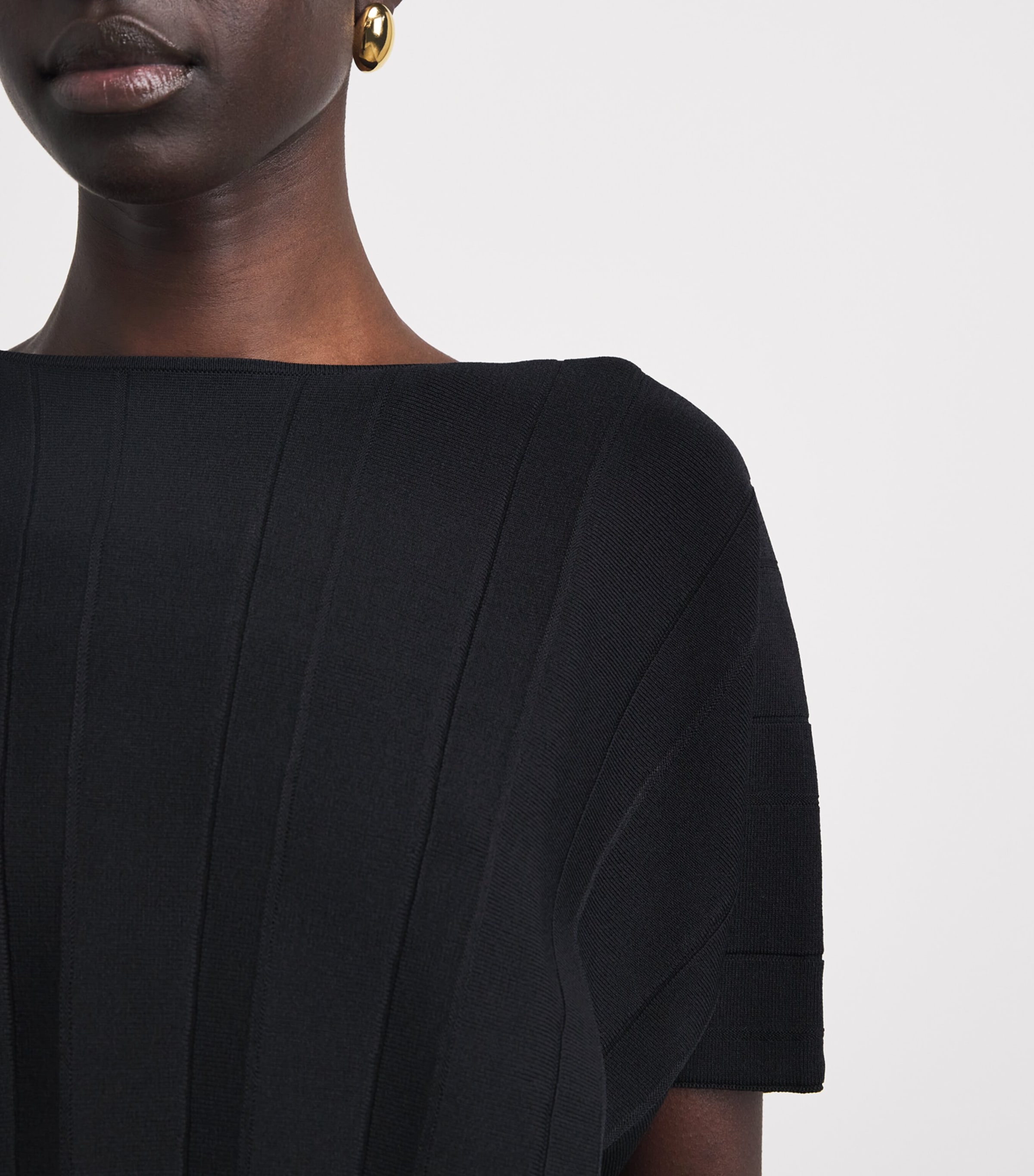 Falke Womens Plissé Boat-Neck Top Black Image 3