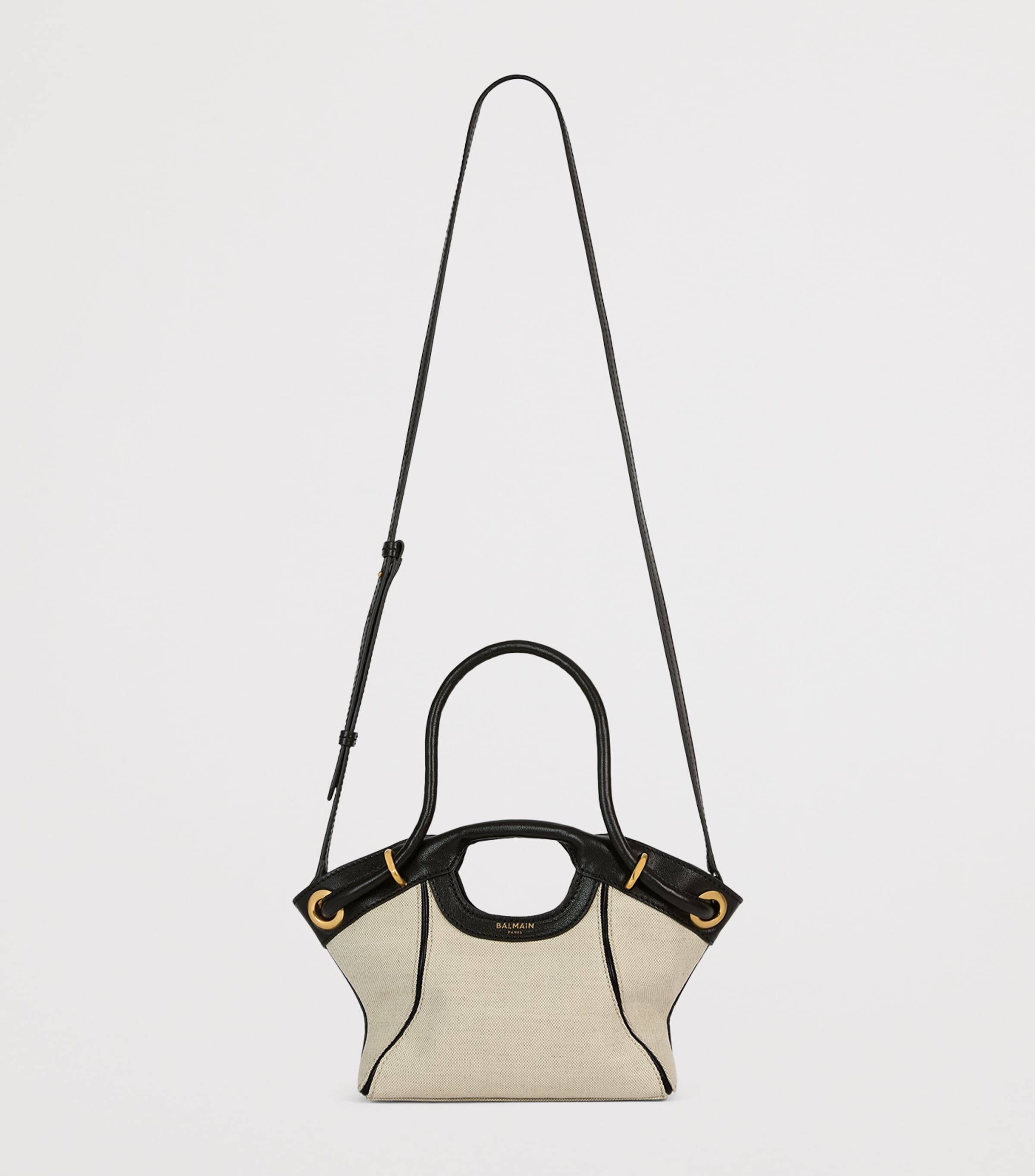 Balmain Womens Small Canvas Tote Bag Gte Naturel / Noir Image 5