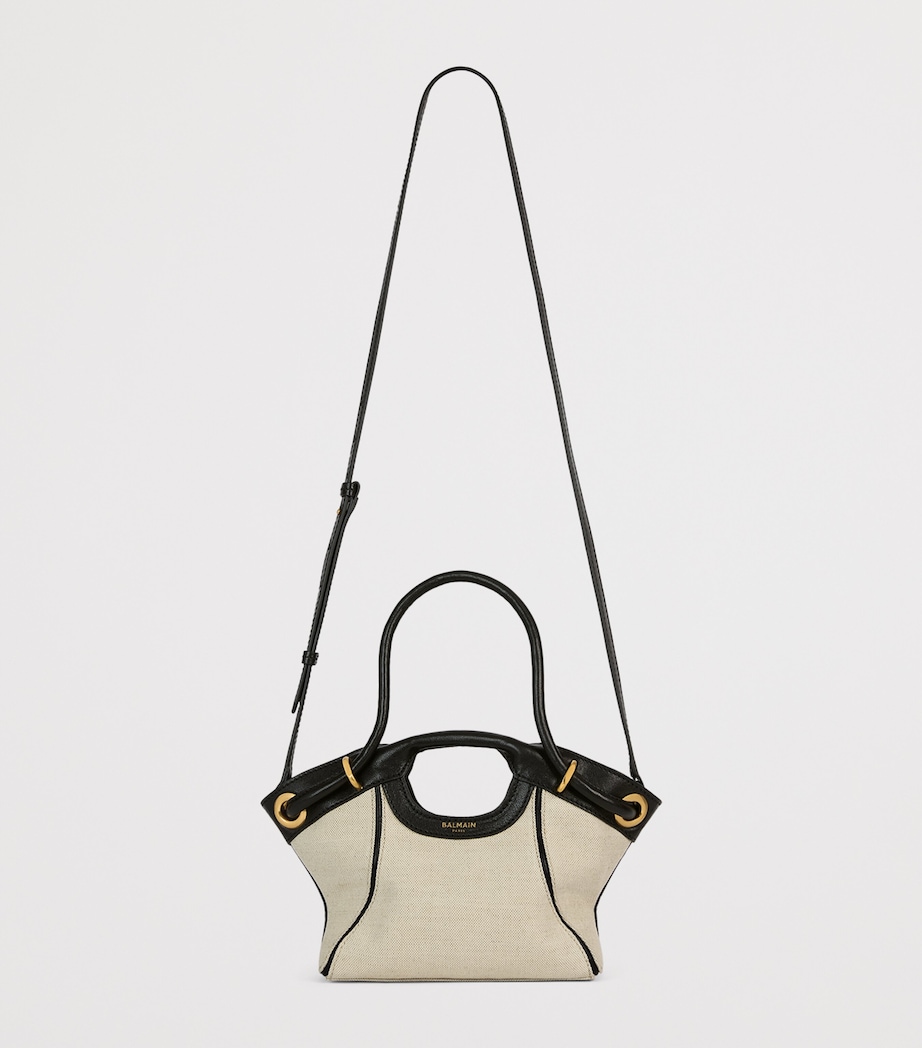 Balmain Womens Small Canvas Tote Bag Gte Naturel / Noir Image 5