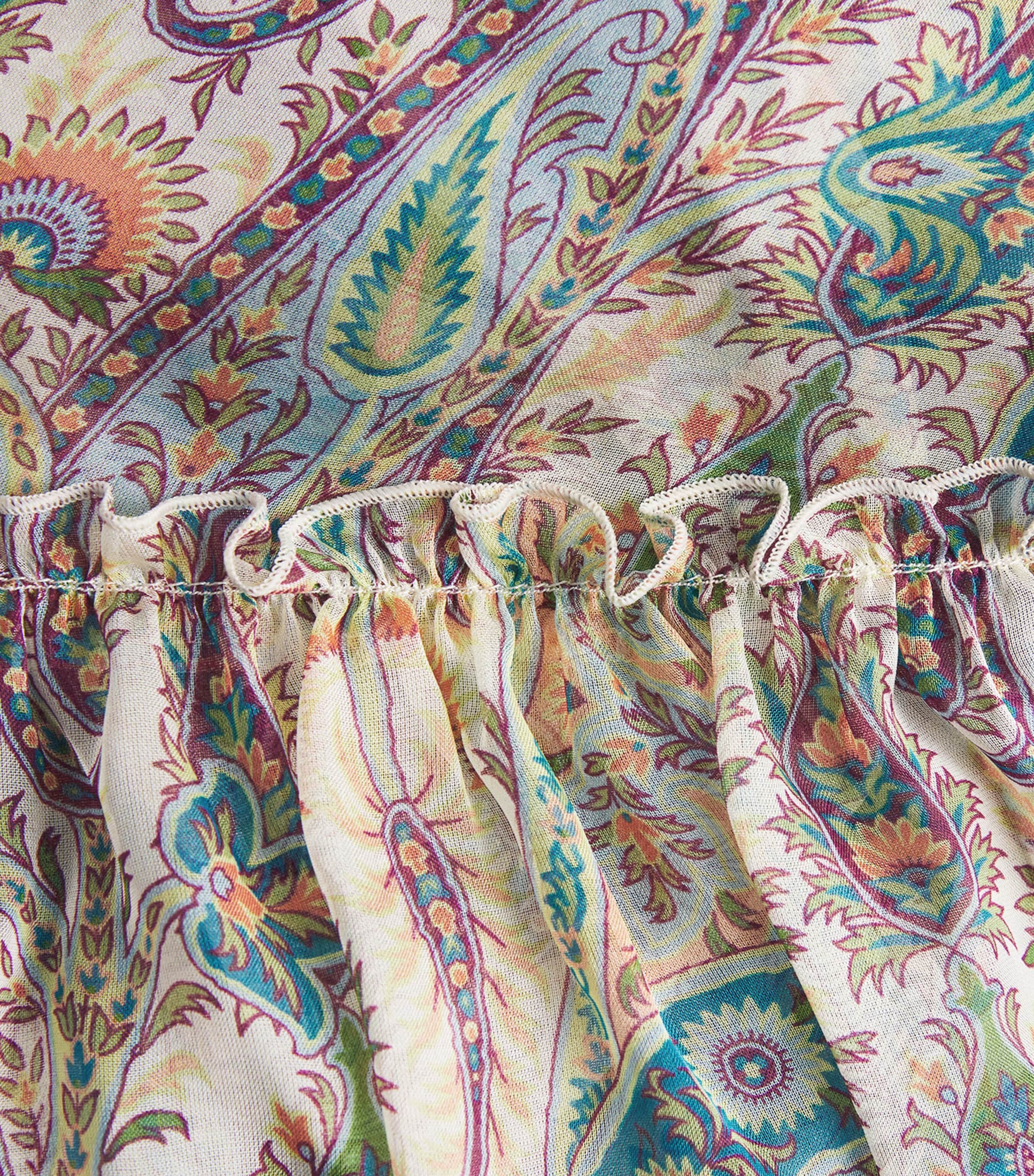 Etro Womens Silk Paisley Ruffle Maxi Dress Print Wht Base Image 6