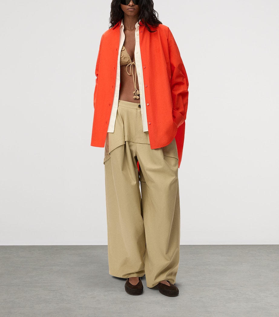 LOEWE Womens x Paula's Ibiza Cotton-Blend Anagram Shirt Orange Image 2