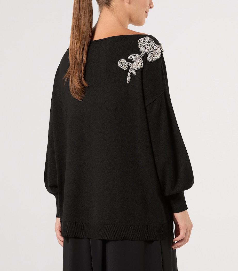 Marina Rinaldi Womens Embellished Sweater Black Image 4
