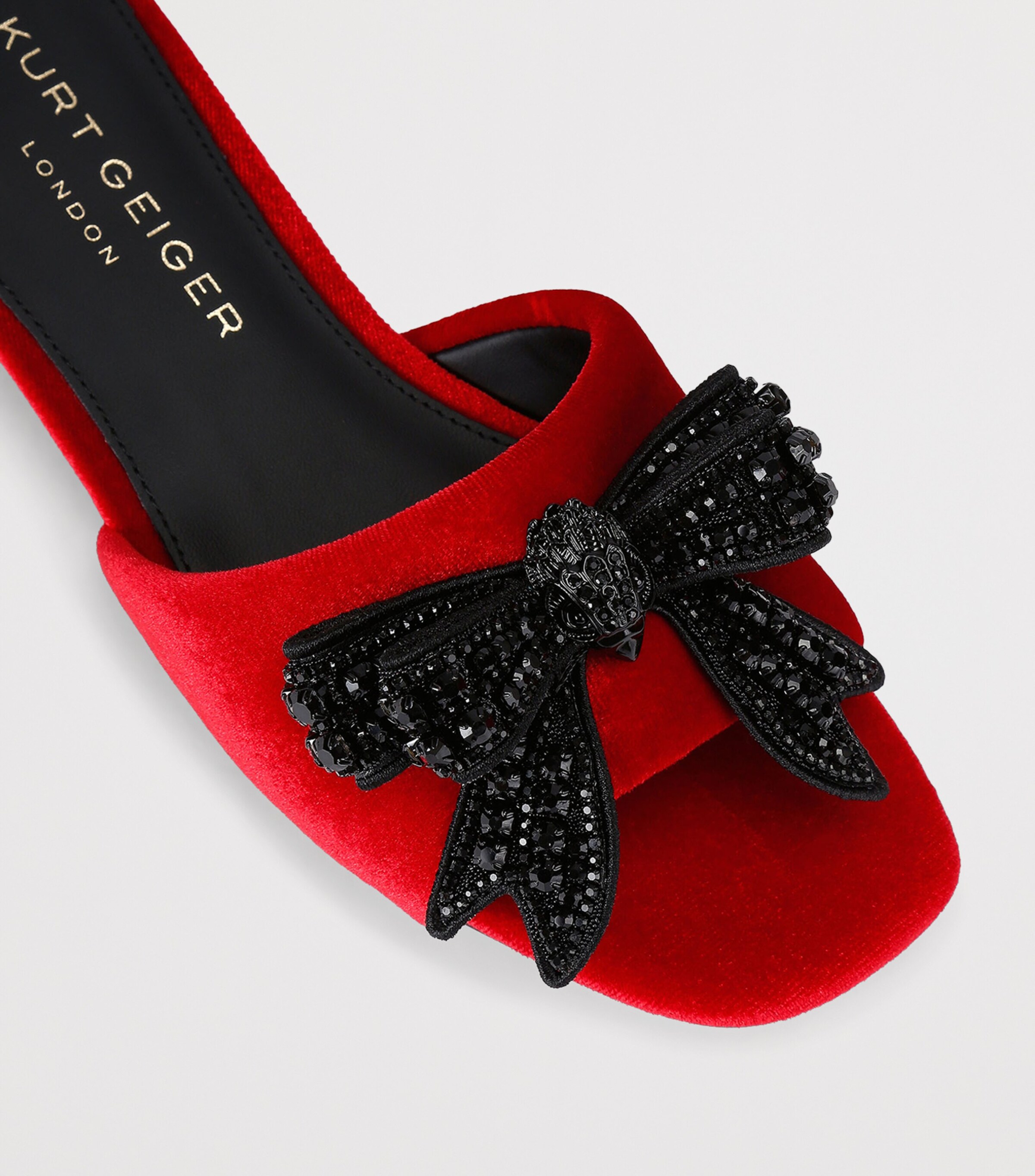 Kurt Geiger London Velvet Bow Kensington Sandals Red Image 2