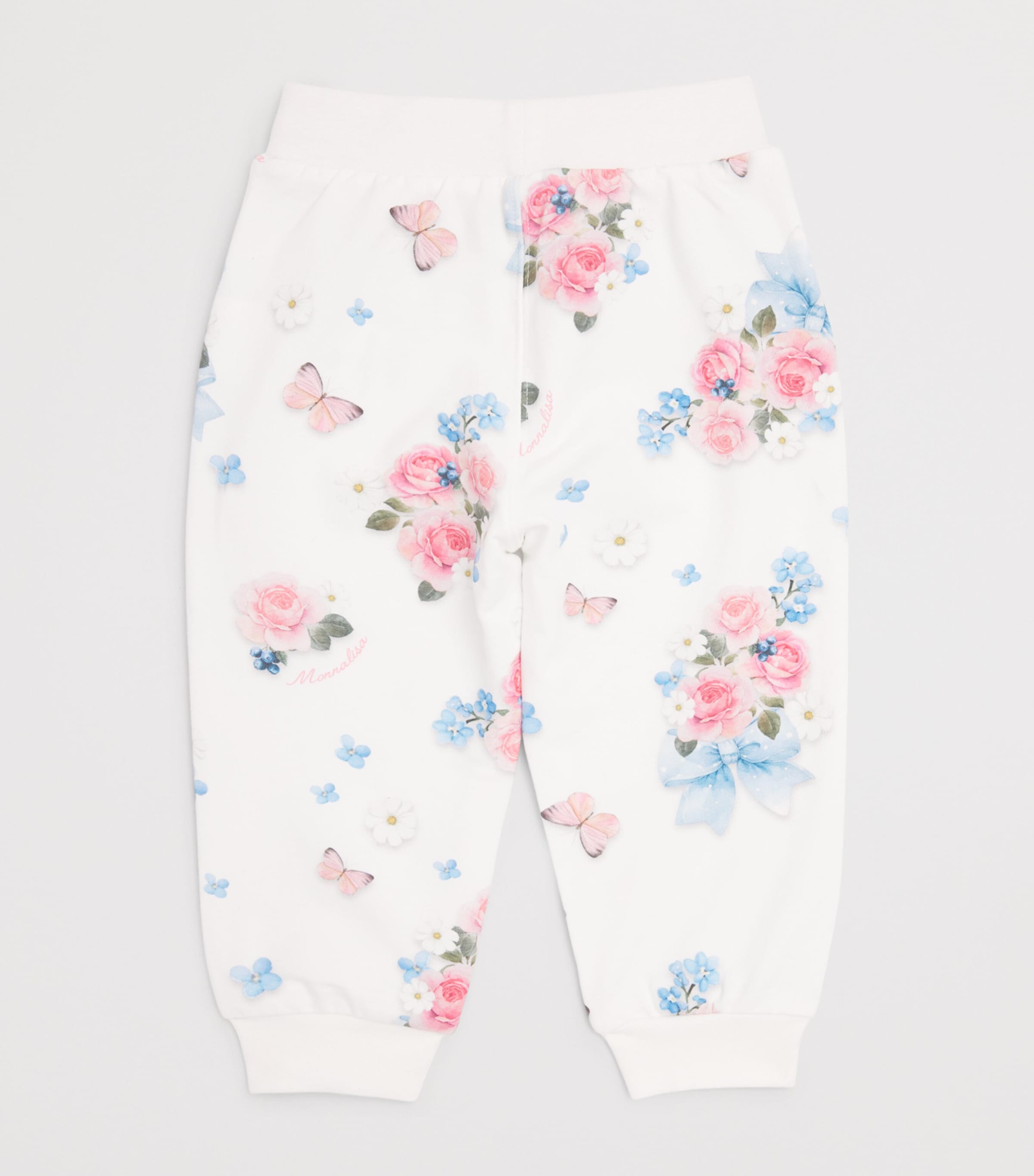 Monnalisa Floral and Butterfly Leggings (3 Months-3 Years) Optical White Image 2