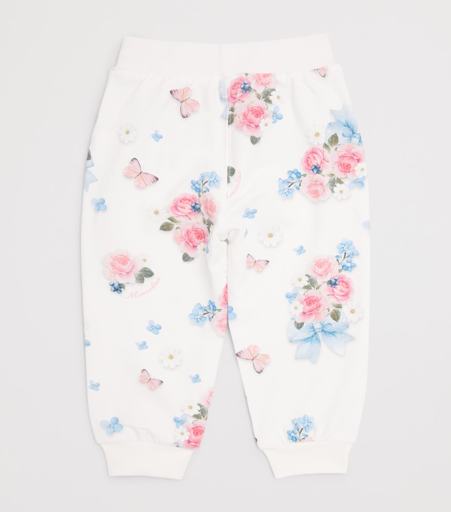 Monnalisa Floral and Butterfly Leggings (3 Months-3 Years) Optical White Image 2