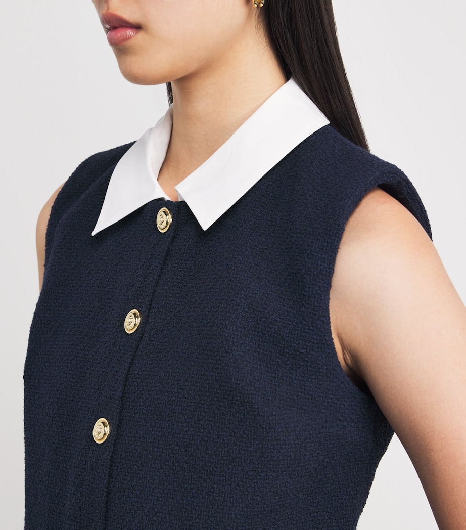 Tweed Buttoned Mini Dress NAVY Image 4