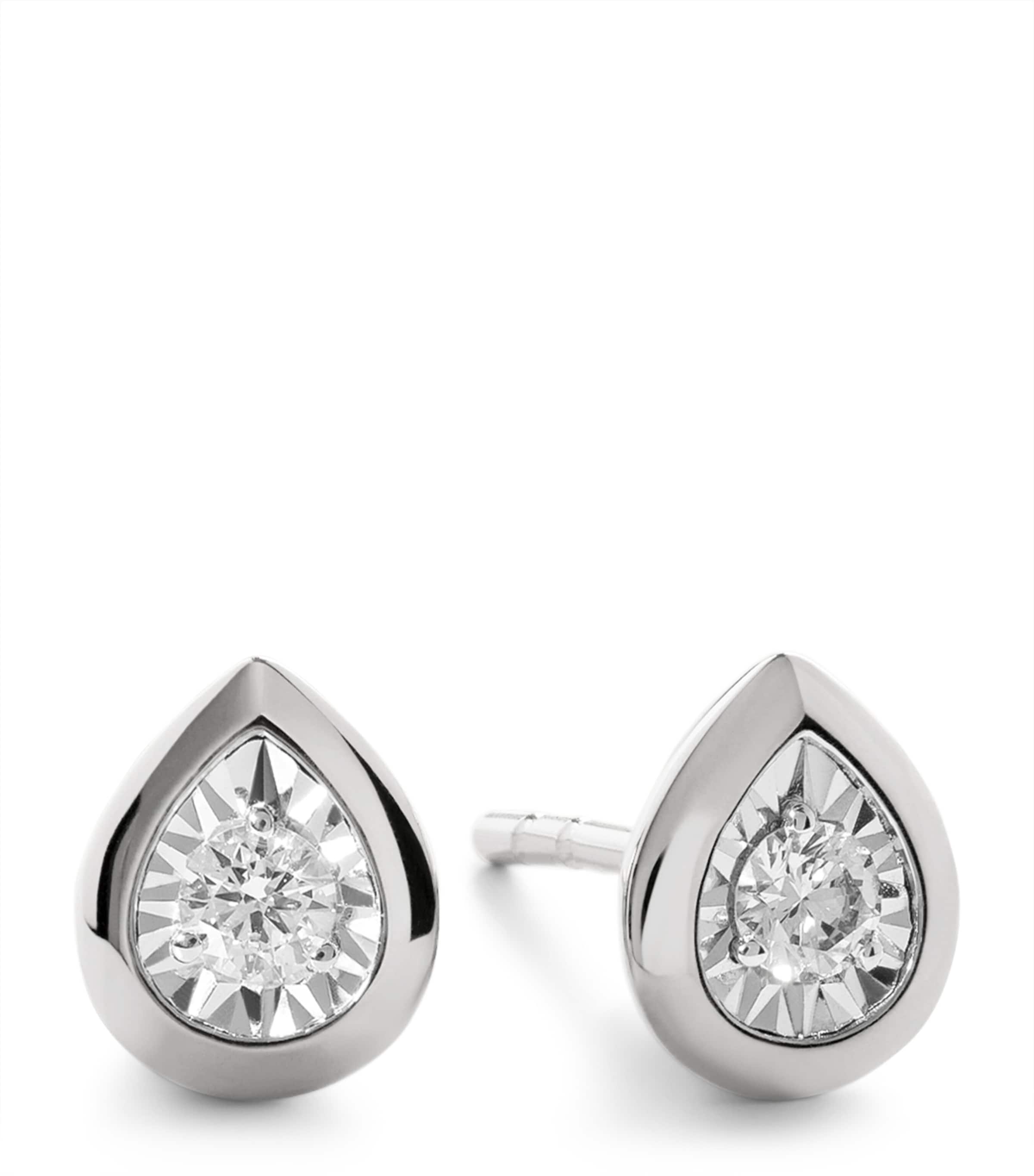 Monica Vinader Womens Pear-shaped 0.13ct Lab-grown Diamond And Sterling-silver Stud Earrings In Metallic