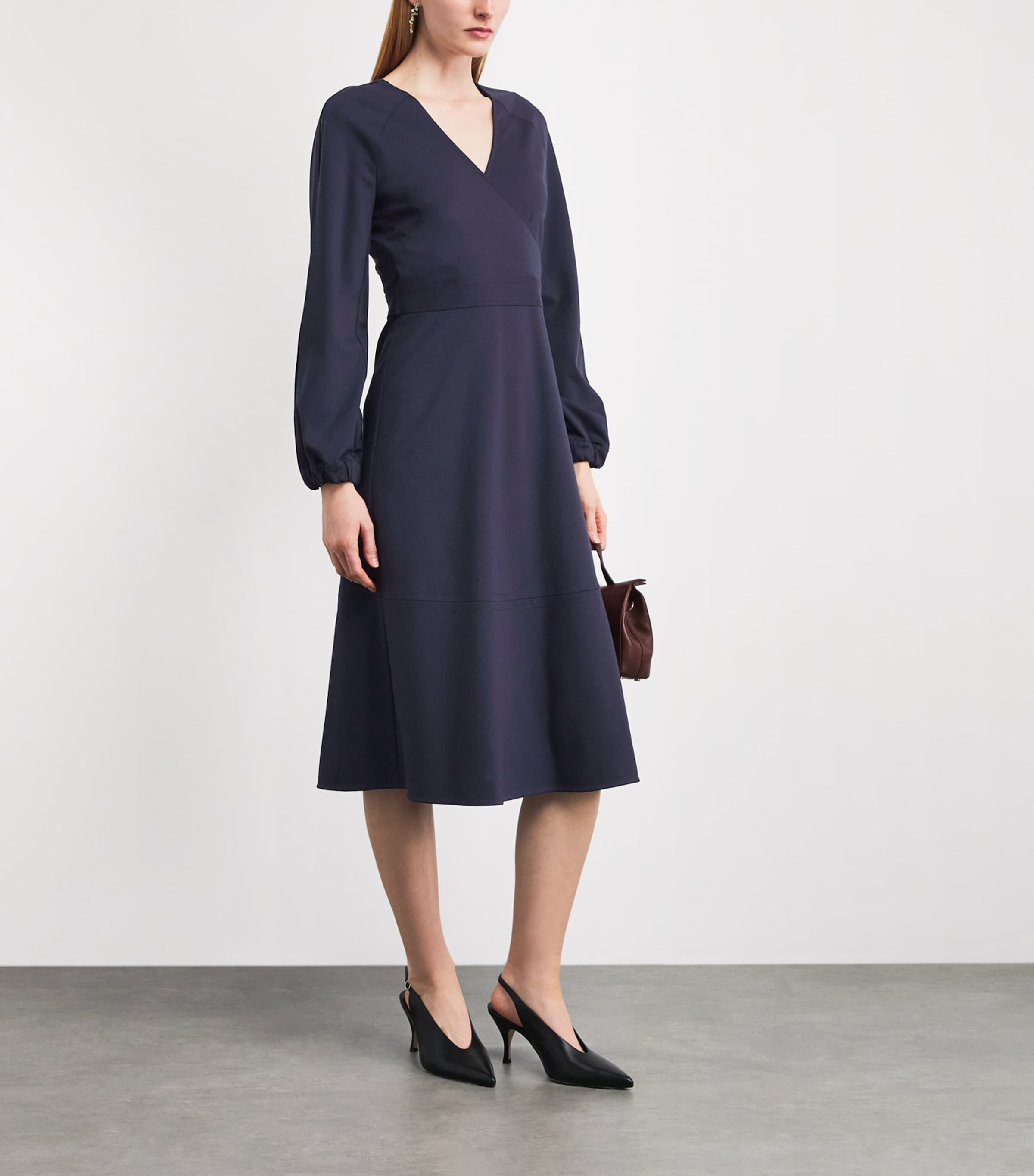 Fabiana Filippi Womens Crepe Wrap Midi Dress Blu Notte Image 2