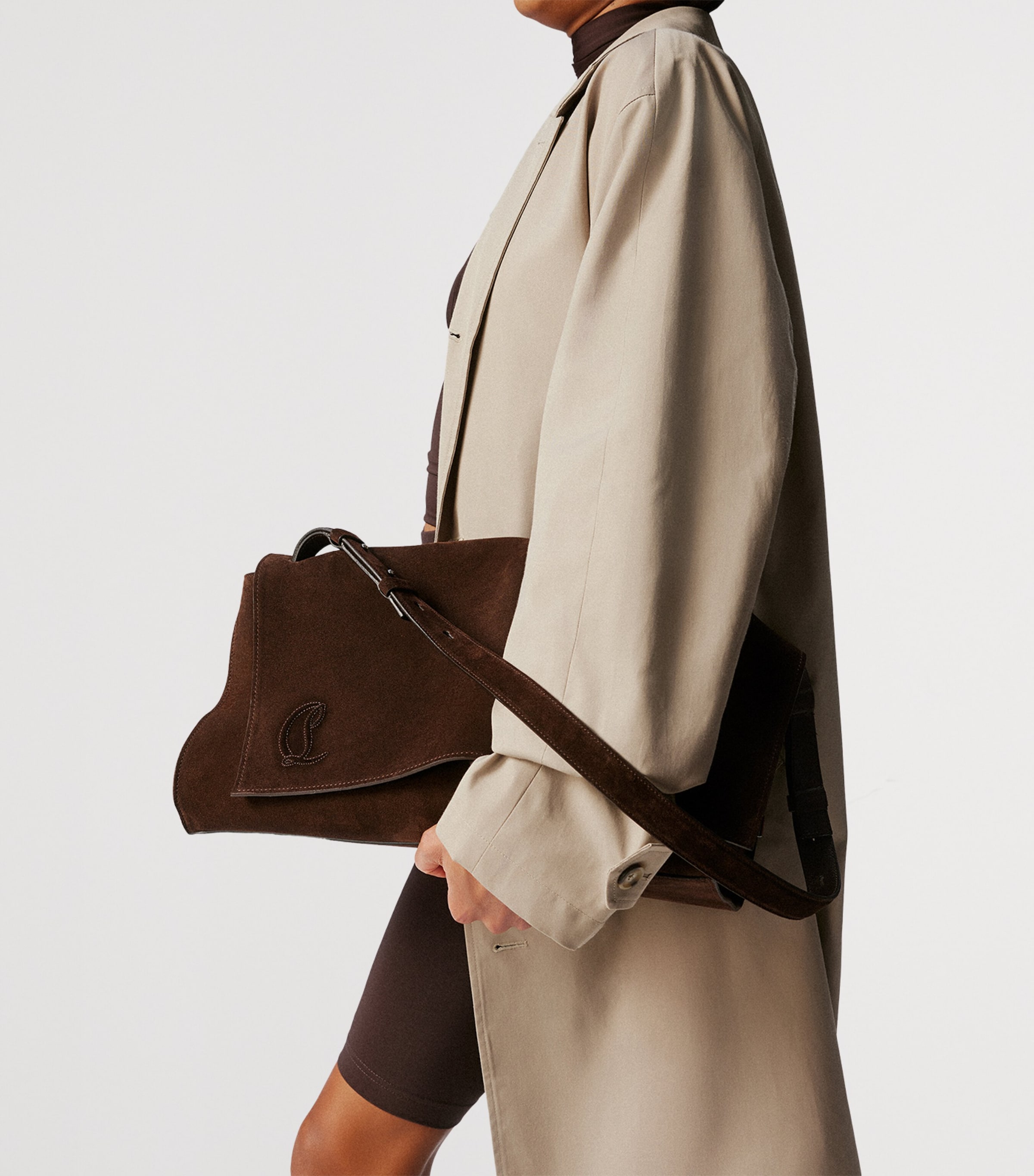 Christian Louboutin Brown Baggy Large Suede Shoulder Bag | Harrods UK