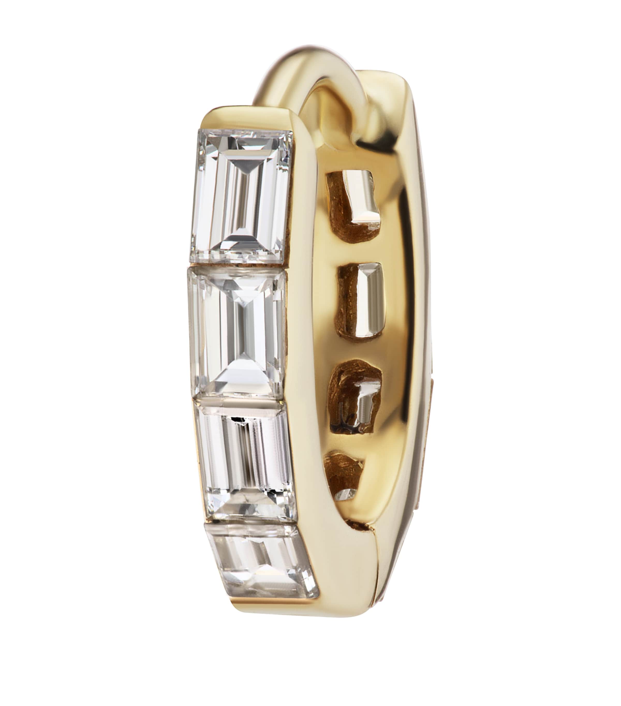 Maria Tash Yellow Gold Invisible Set Baguette Diamond Eternity Hoop Earring (6.5mm) | Fine Jewellery | Fine Earrings | Hoop Earrings | Men Accessories | Jewellery | Earrings | Designers | Maria Tash