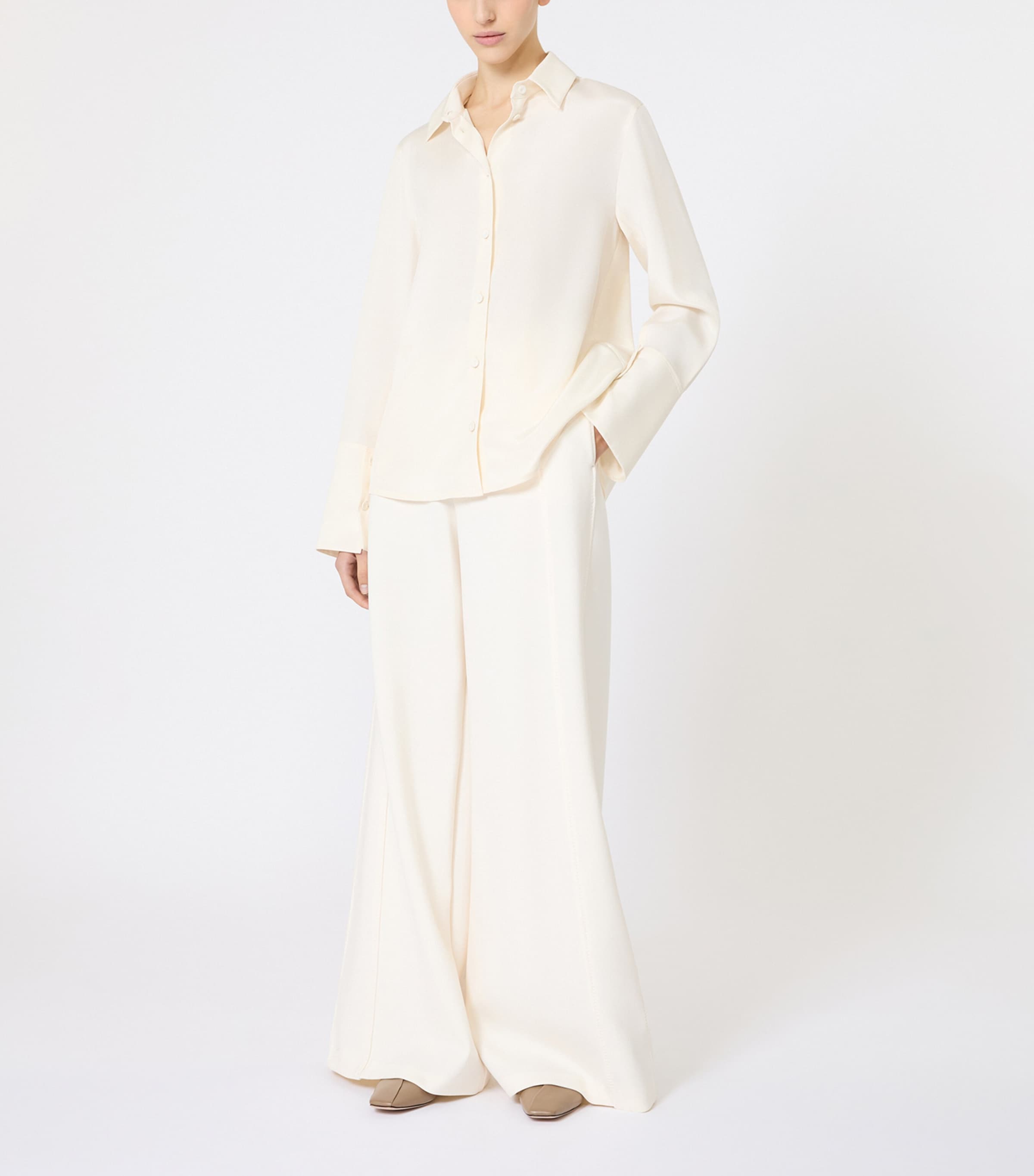 Jersey Flared Trousers IVORY Image 2