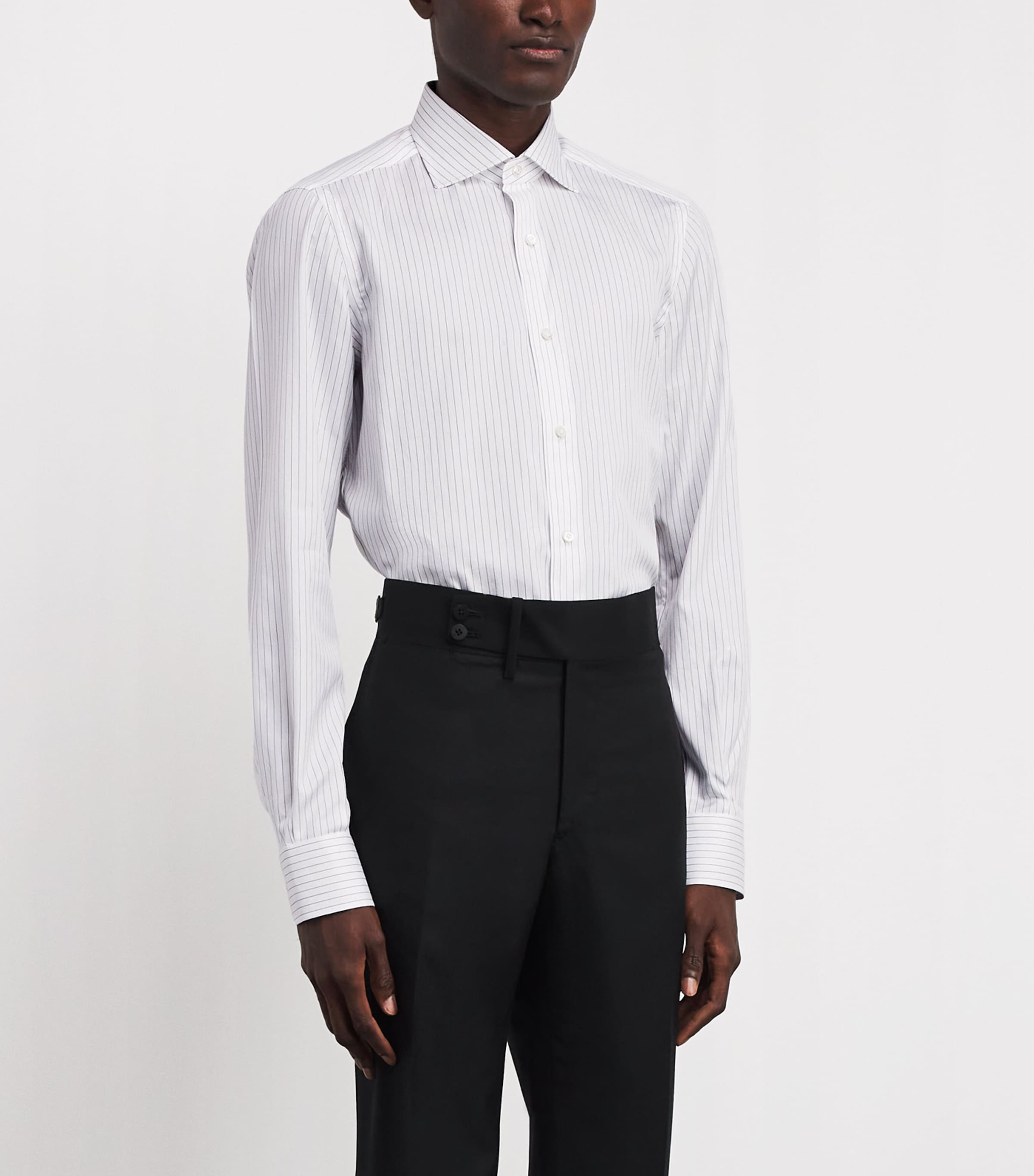 Isaia Mens Cotton-Silk Stripe Shirt Image 4